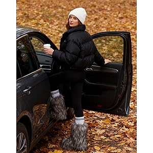 Wnshonzy Fur Boots for Women Snow Furry Fluffy Platform Flat Wnshonzy Fur Boots for Women Snow Furry Fluffy Platform Flat