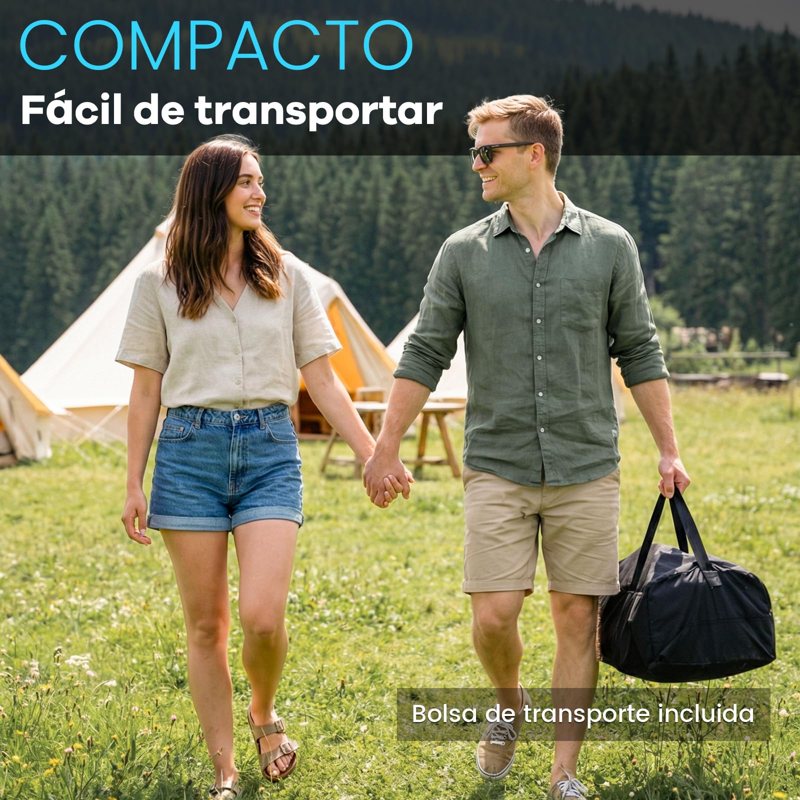 FUNDANGO - Cama de camping doble con bomba eléctrica, colchón hinchable con funda extraíble y lavable, marco plegable, portavasos, bolsa de transporte para adultos, tienda de campaña, invitados (200