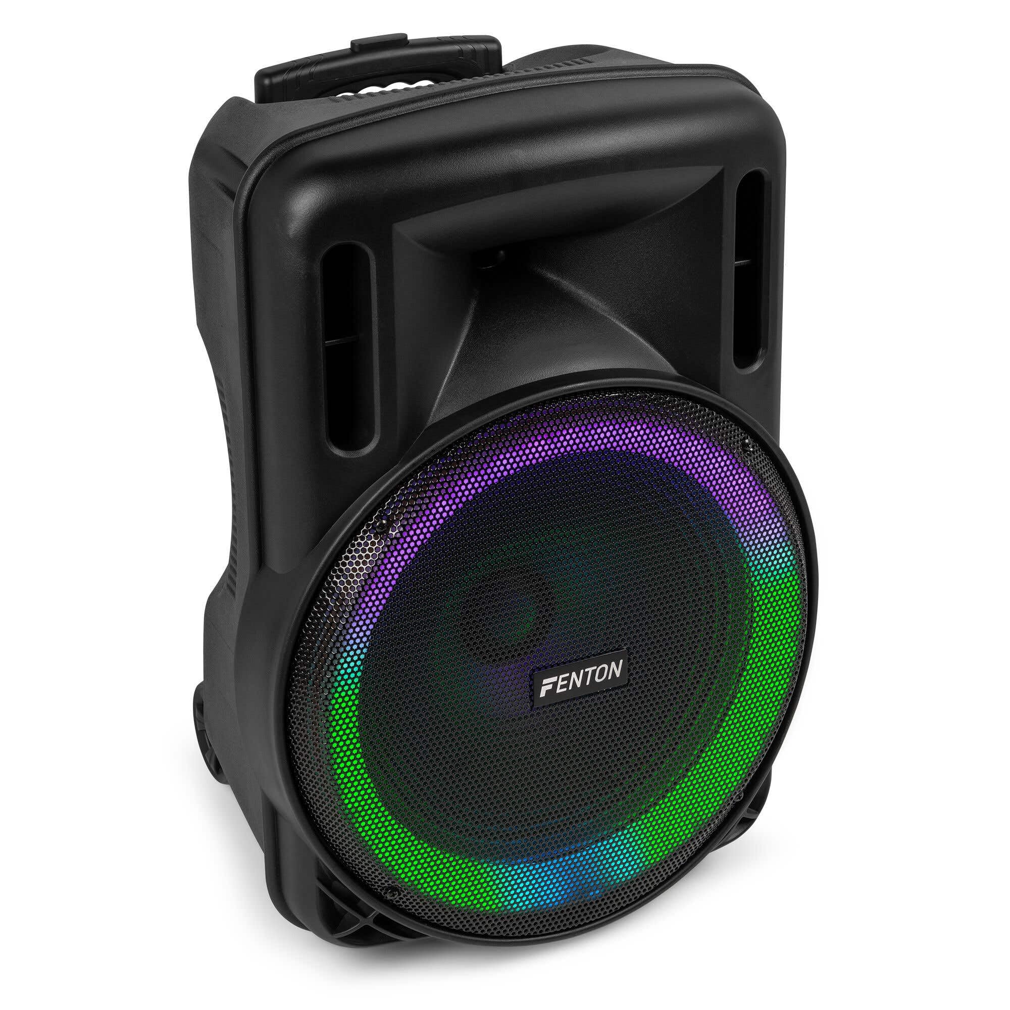 FENTON 170.161 FT10MK2 Sistema Portatile attivo da 450W, con illuminazione LED RGB Woofer da 10” con BT/USB / MP3 e Microfono UHF, Nero (450, Watt)