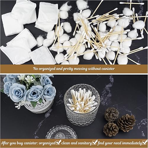 Miniatura 6 de Juego de 2 botes de baño vintage, con bonitas tapas de mariposa, juego de tarros pequeños y gruesos de vidrio transparente, dispensador de soporte