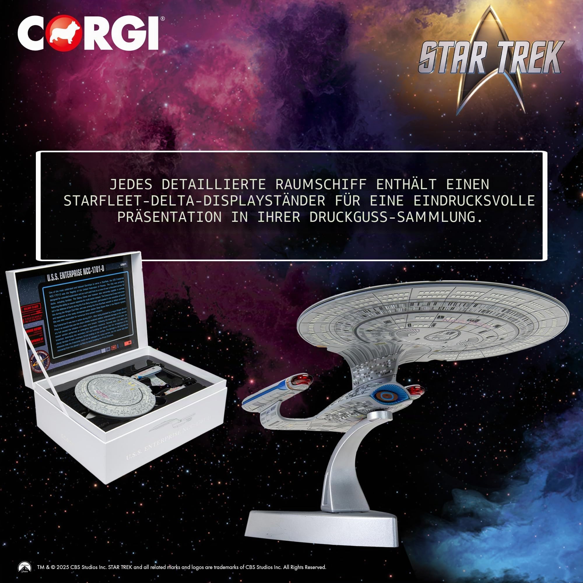 Corgi CC96611 Star Trek – USS Enterprise NCC-1701-D (The Next Generation) TV-Filmlizenz und Event-Druckguss-Sammelmodell