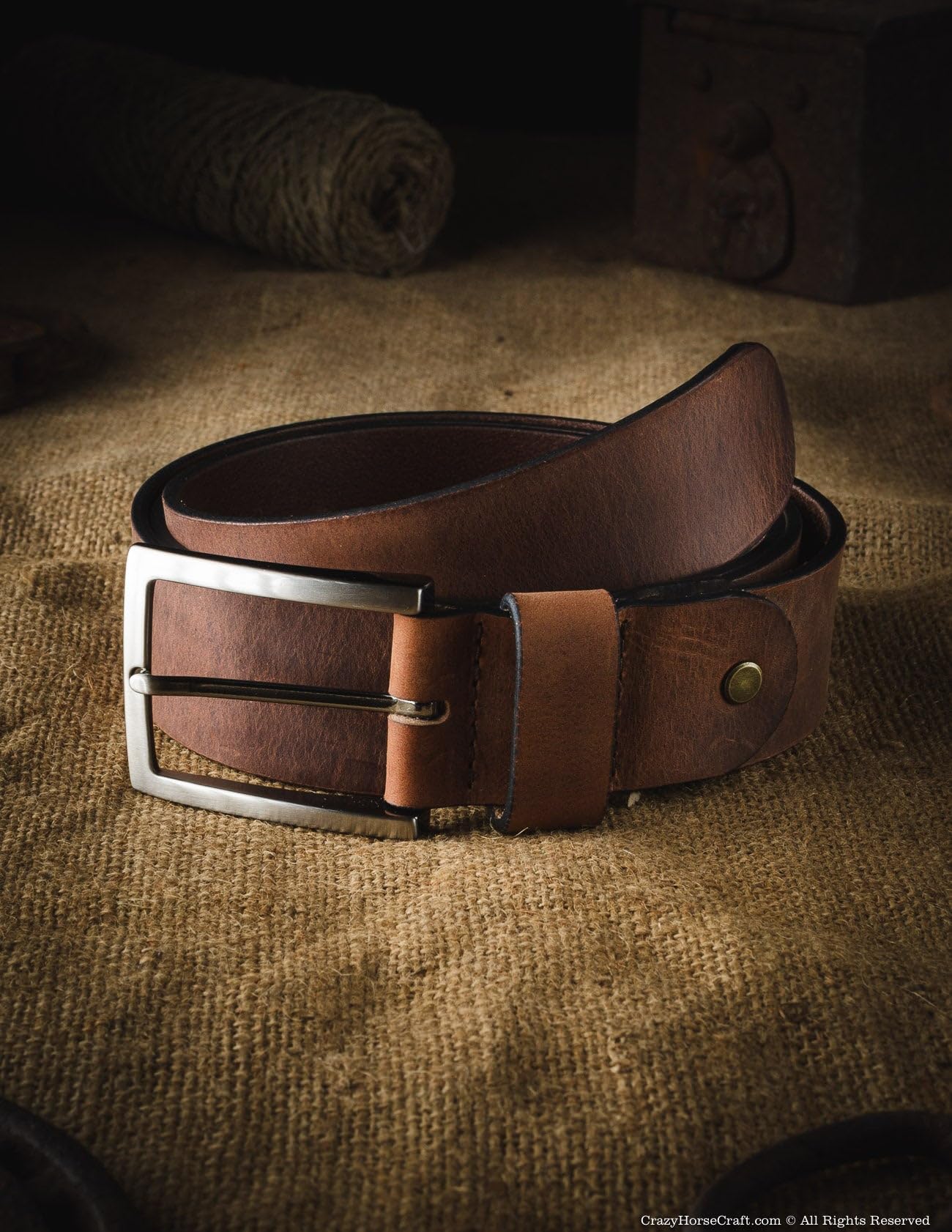 Crazy Horse Craft Ledergürtel Herren Damen, Vintage Italienisches Leder