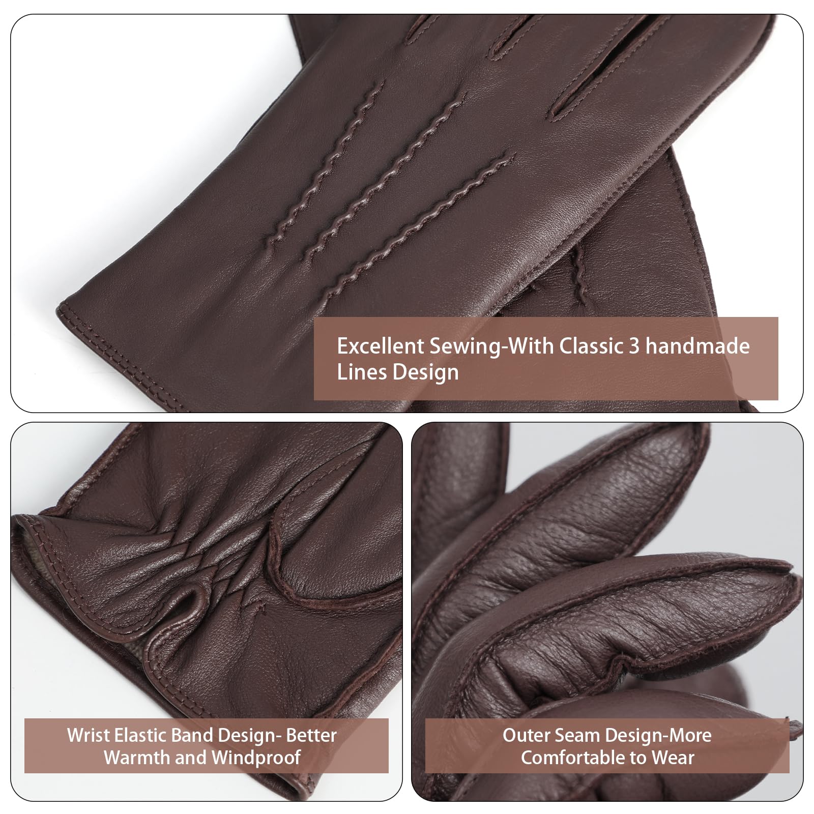 GSG SINCE 1998 Guantes Piel Hombre de Cuero