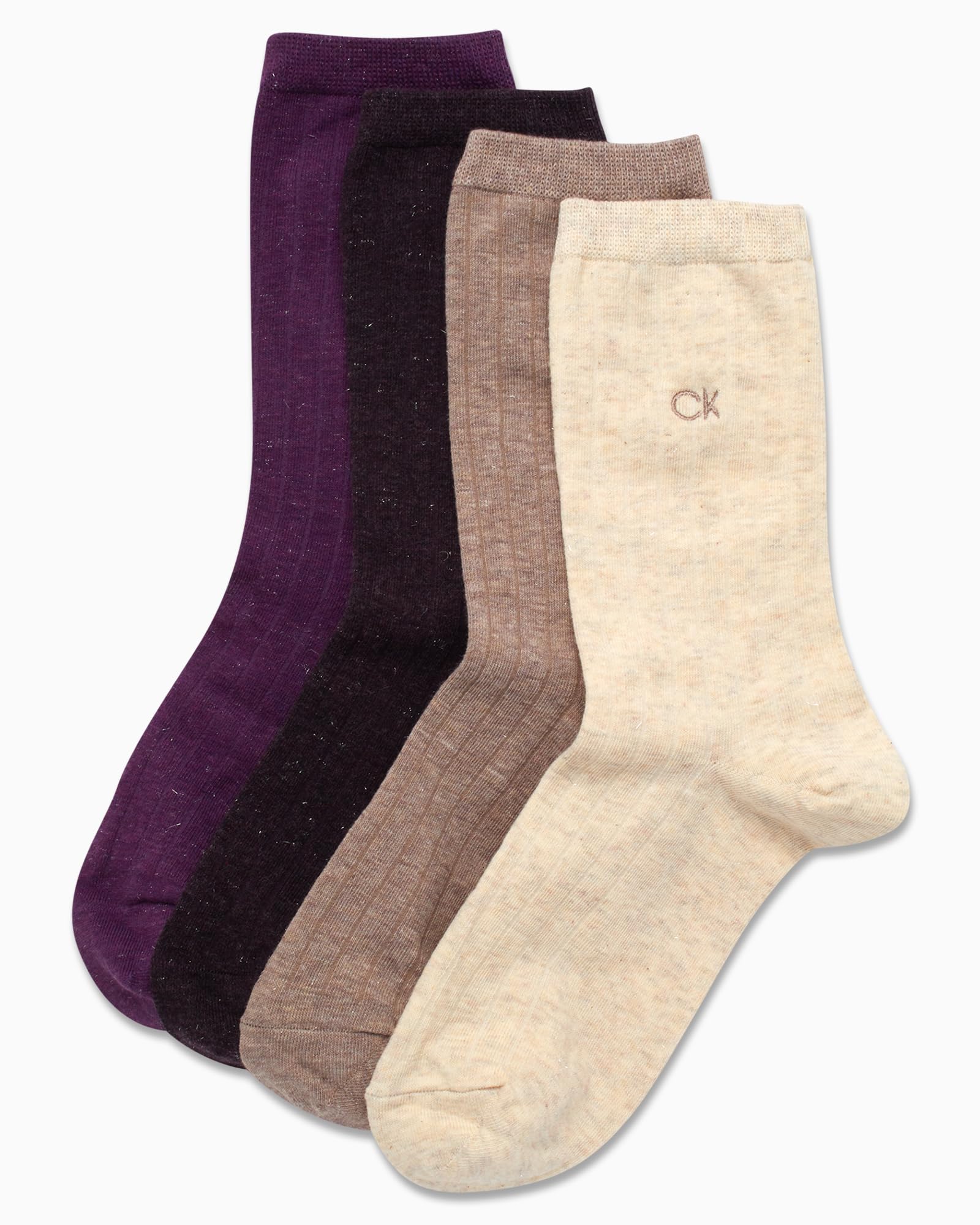 Calvin Klein Calcetines para mujer, paquete de 3/4 unidades, de algodón peinado, suaves, acanalados, a media pantorrilla, para mujer (tallas 4-10)