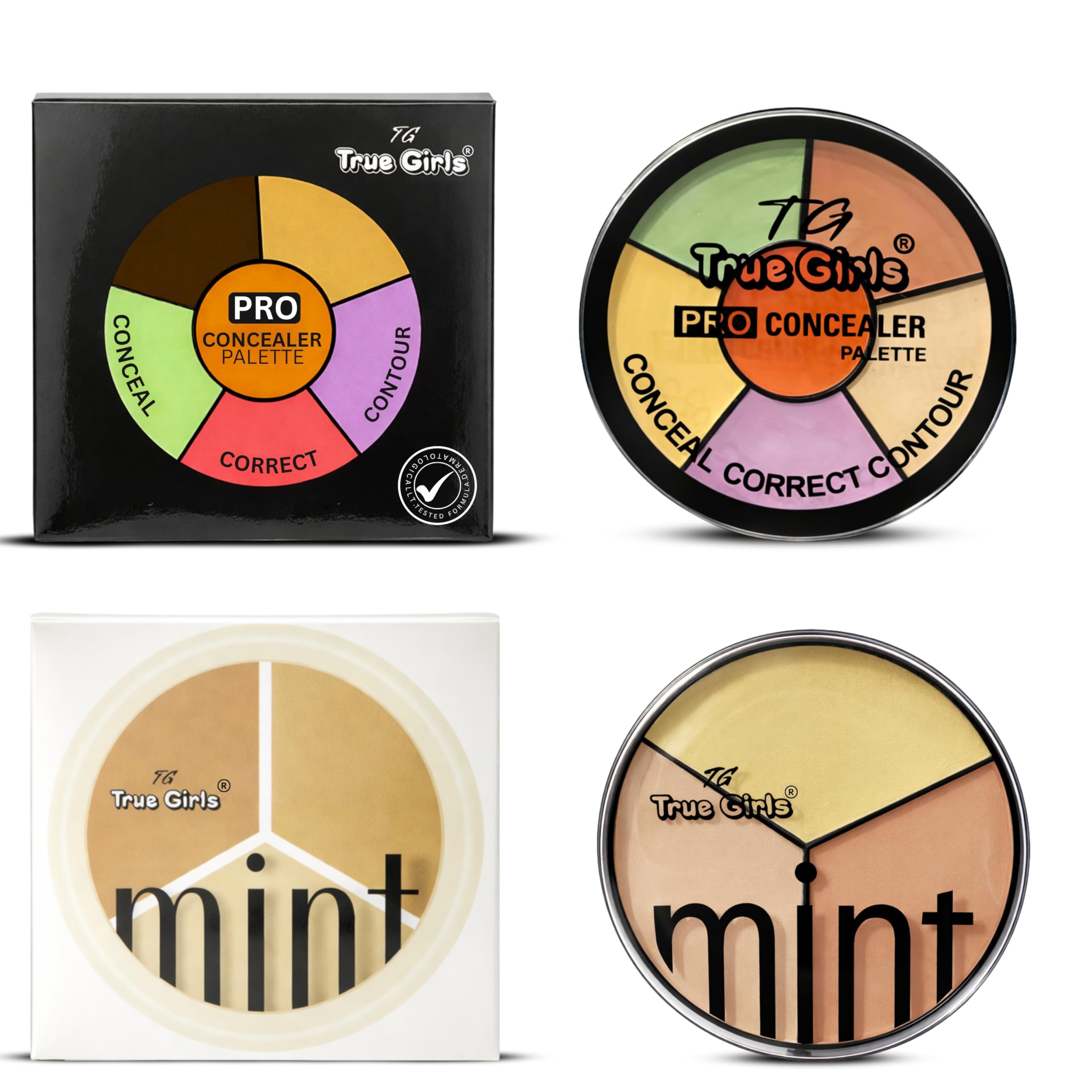 True Girls Pro Concealer Palette, Conceal Correct Contour, 6-Shade Colour Correcting Wheel-image-16