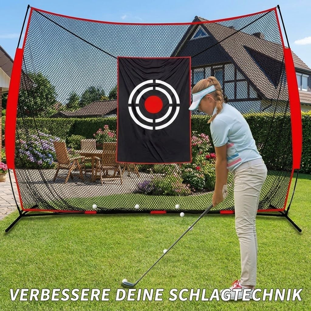 Kapler Siatka treningowa do golfa: 365 x 300 cm, profesjonalna siatka uderzeniowa ze wzmocnioną stalową podstawą – pochłaniający wstrząsy zestaw do treningu golfowego do ogrodu, na podwórko, garaż, do