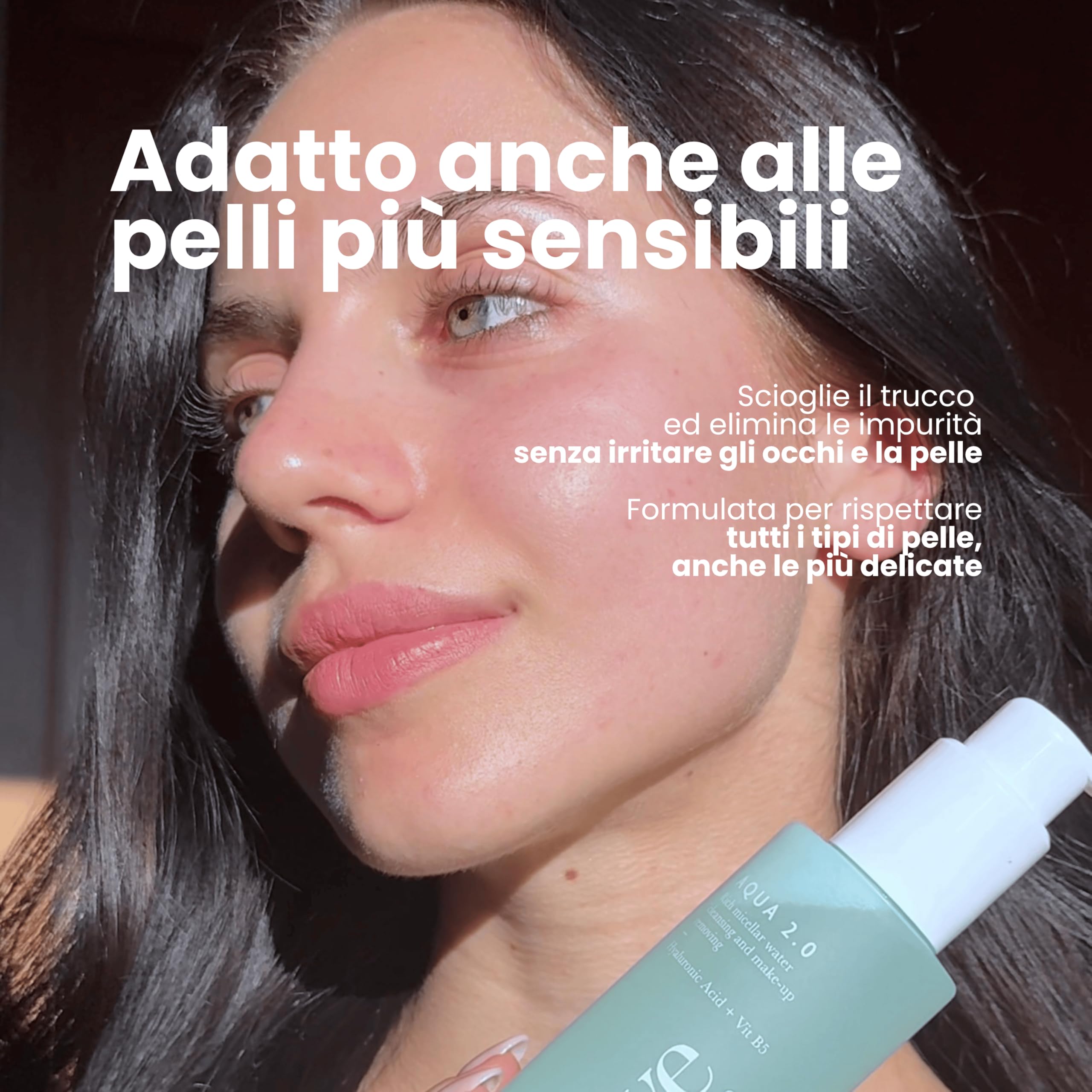 AQUA 2.0 | Acqua Micellare Densa | Struccante e Detergente | Rimuove il Trucco Delicatamente | Arricchita con Acido Ialuronico e Vitamina B5 | Adatta alle Pelli Sensibili