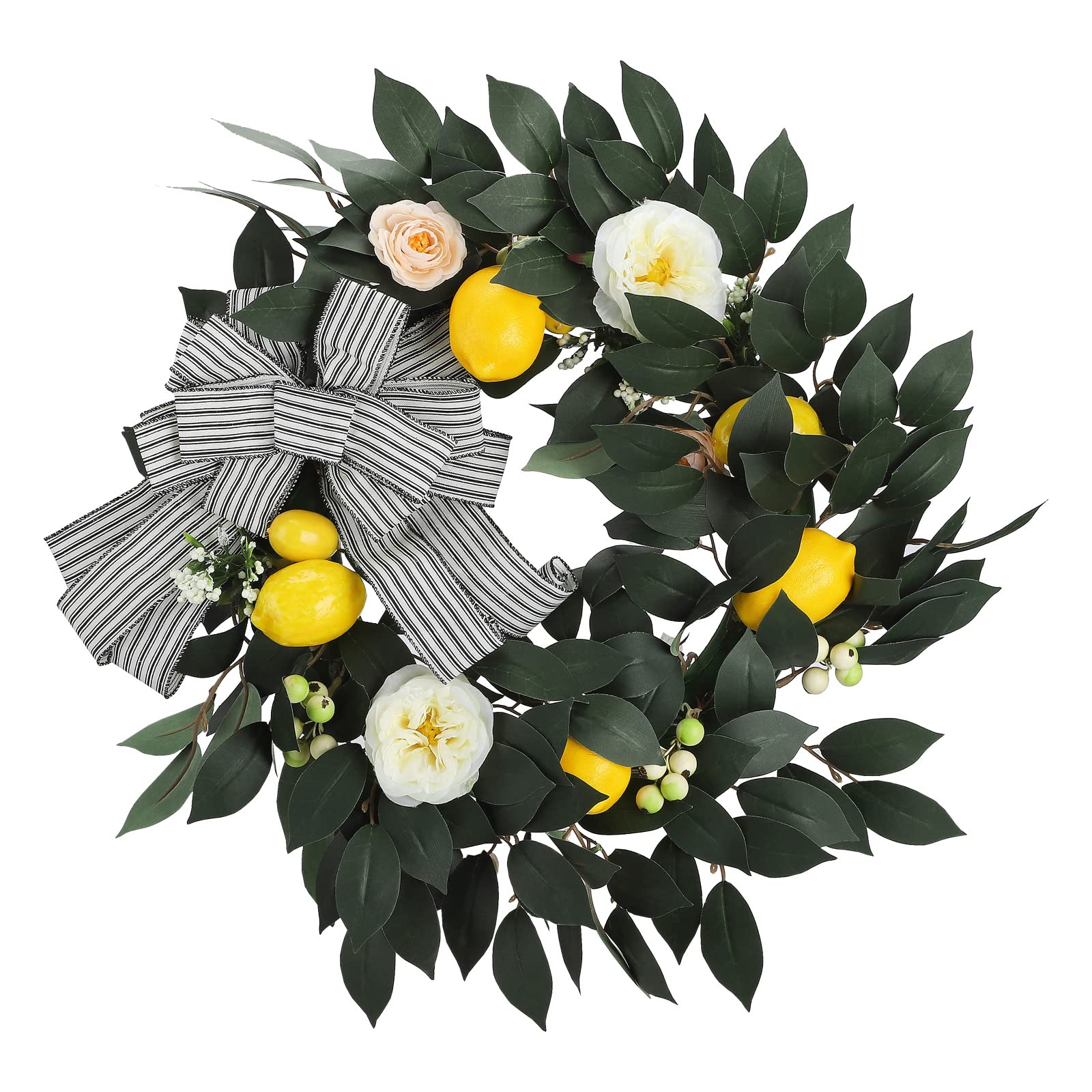 Ghirlanda di Limone Artificiale con Fiori, Dimensioni 40 Cm