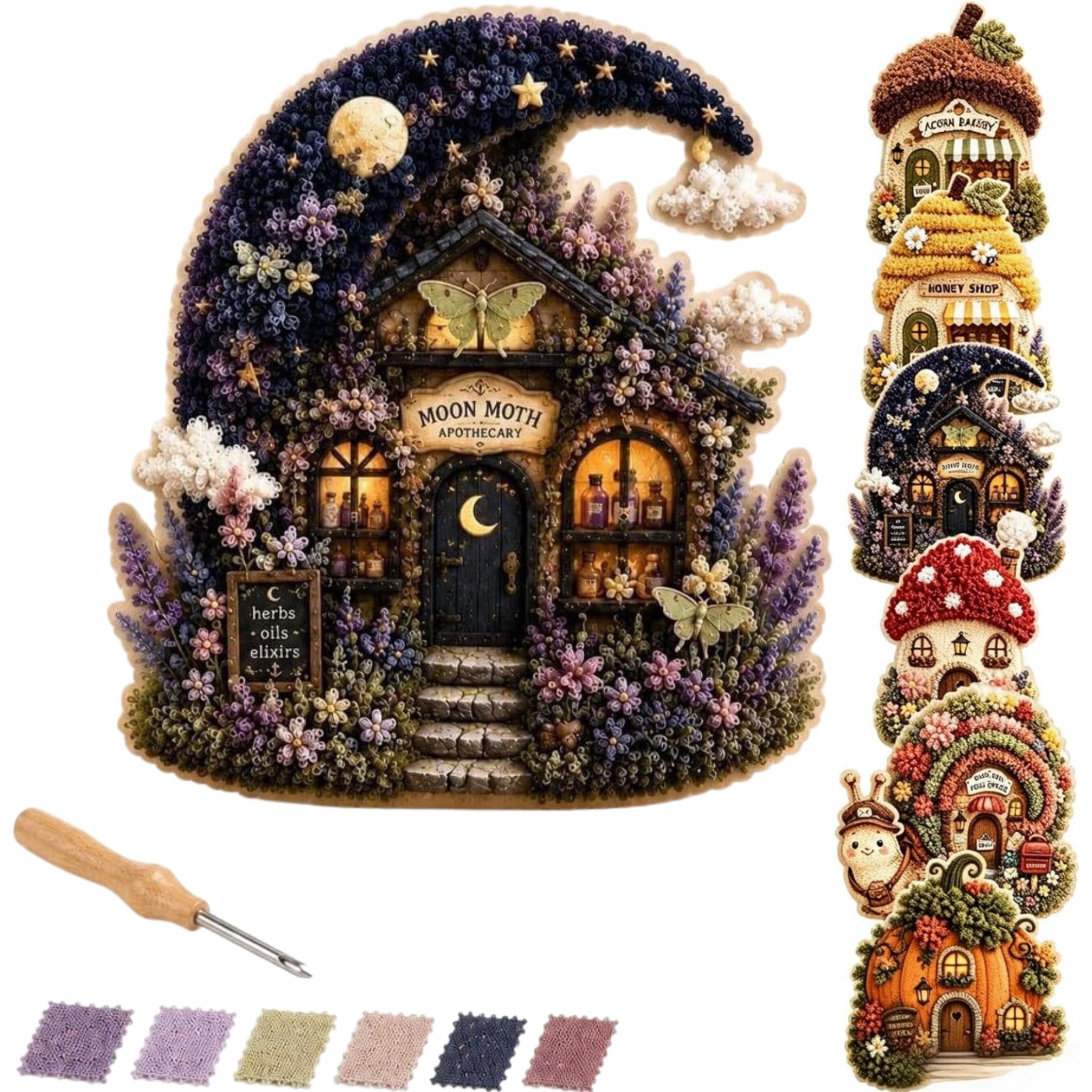 Cosiesnest Whimsical Village 3D Fabric Poke Art Kit, No Sew Press Technique — image 1