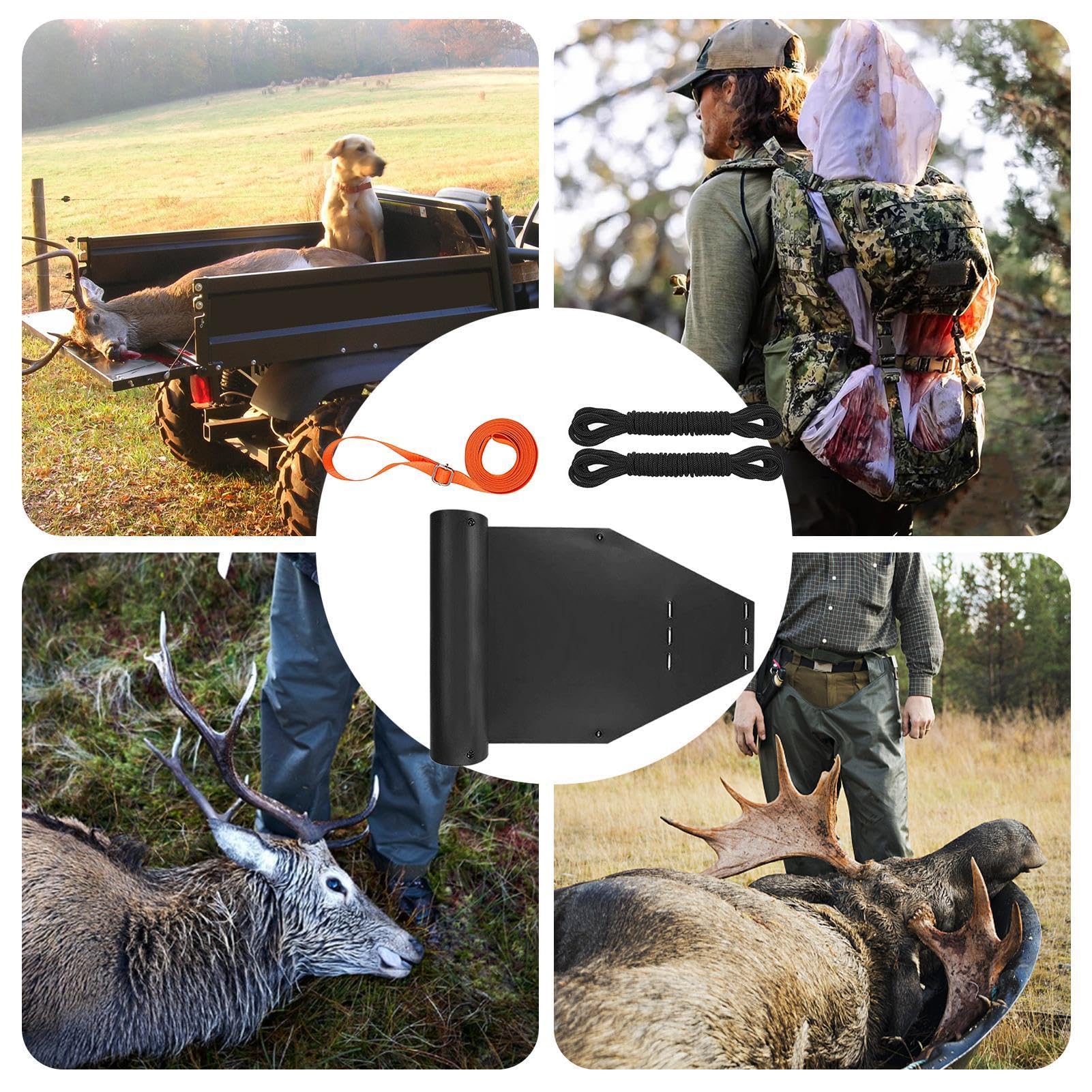 Traîneau de cerf, traîneau de cerf, traîneau de cerf, traîneau de cerf, sangle de traction indéchirable, accessoire de chasse pour cour, herbe, boue, sable