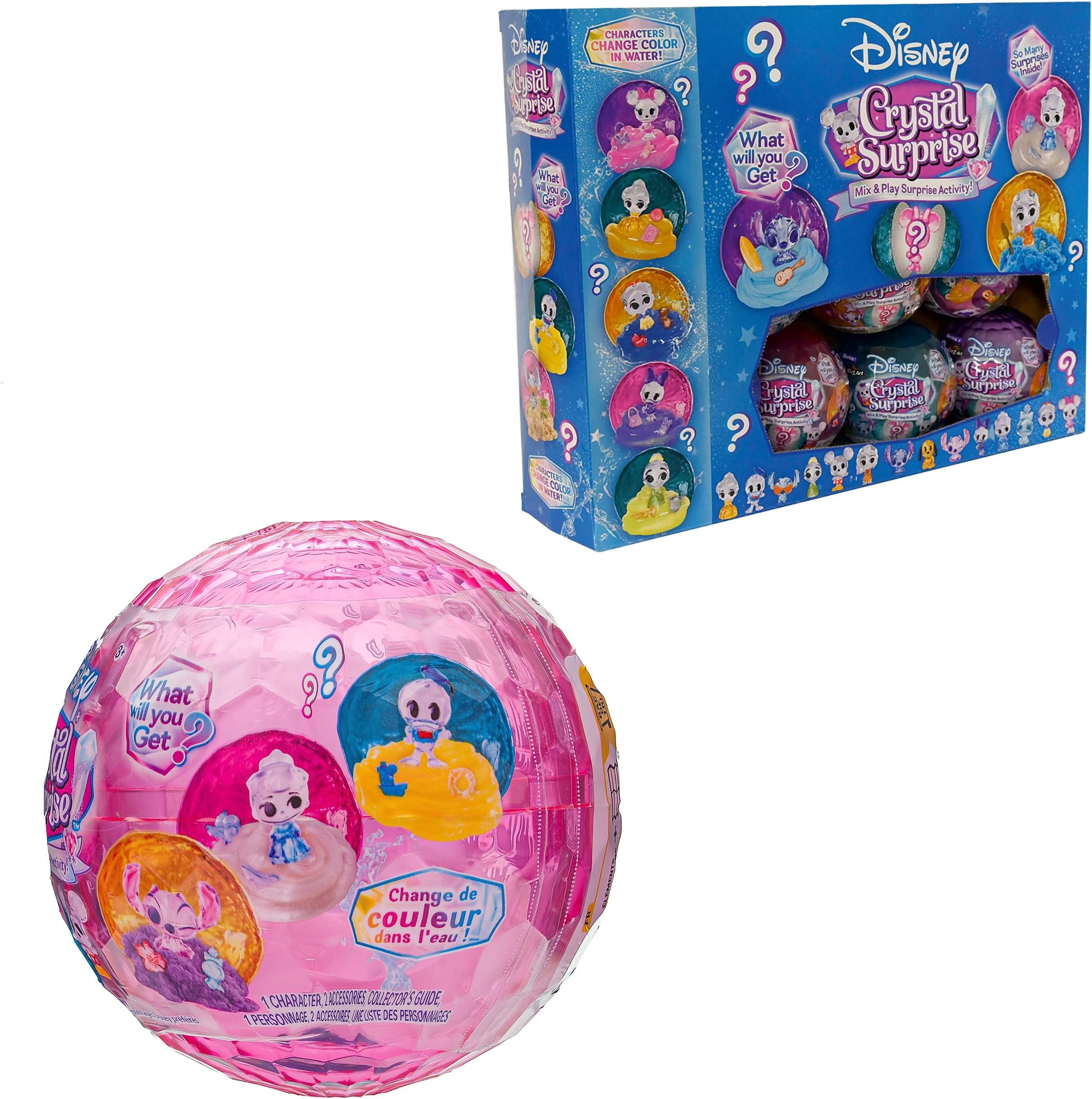 Lexibook, Disney Stitch, Disney Crystal Surprise Balls Series 1, Purple Pink Blue Orange, CRS1DLXB