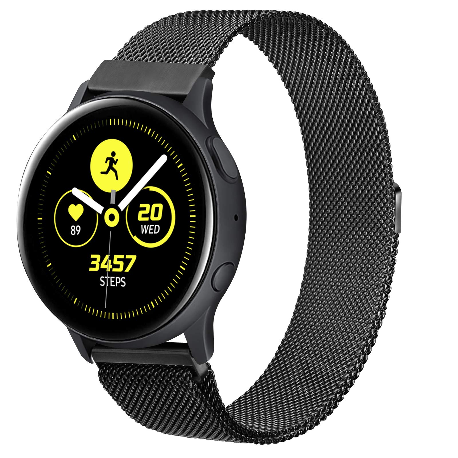 YILED Metal Bands for Samsung Galaxy Watch Active 2 40mm 44mm / Galaxy Watch Active, 20mm Stainless Steel Mesh Watch Strap for Galaxy Watch 3 41mm /