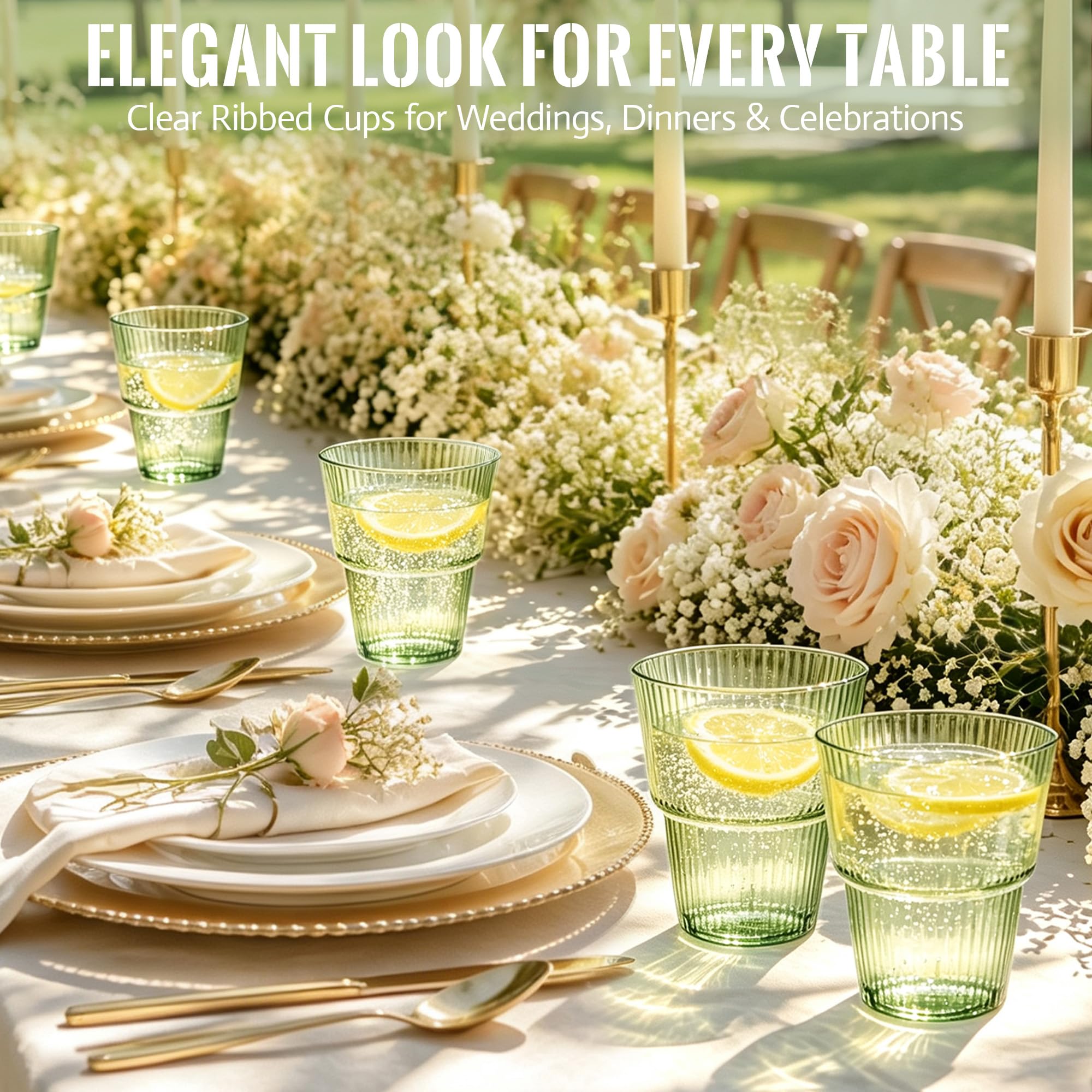 50 Pack Green Plastic Wine Glasses, 14 oz Clear Plastic Cups — Amazon image 6