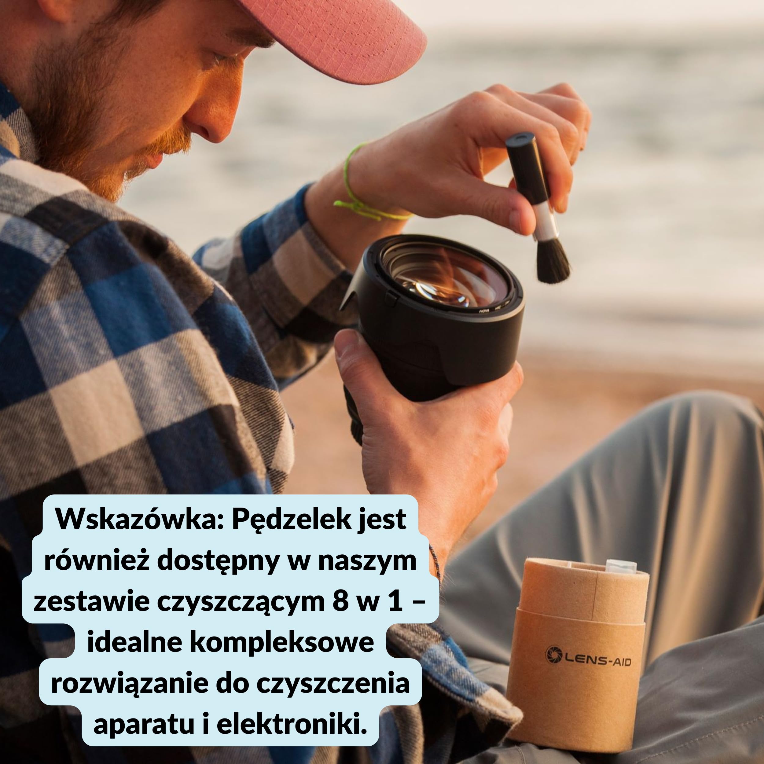 Lens-Aid Pędzel do czyszczenia obiektywu i aparatu: pędzel z pokrywką i miękkim włosiem do czyszczenia obiektywu, soczewki, filtra, aparatu, lustrzanek cyfrowych, optycznych