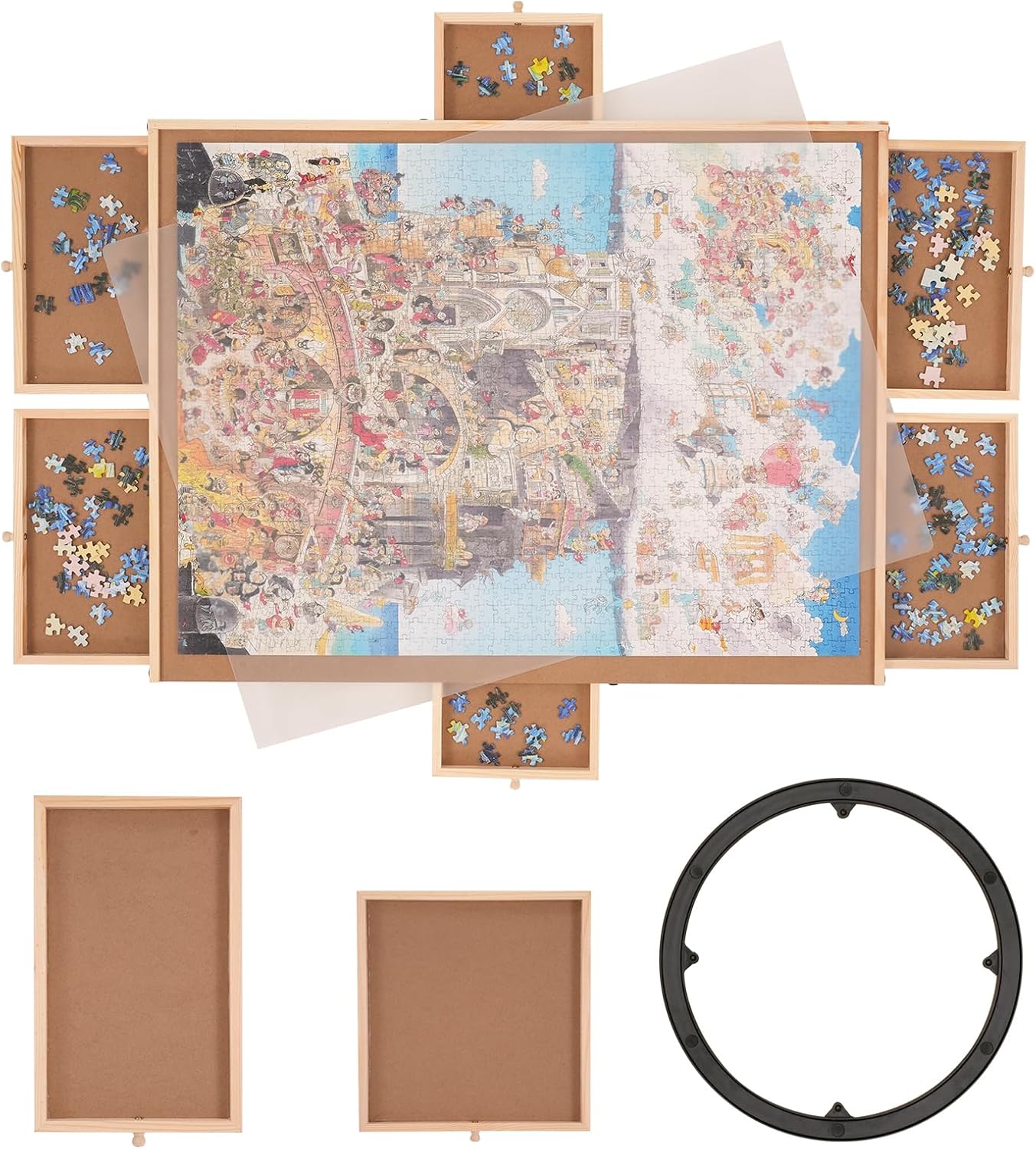 VEVOR 1500 Piece Puzzle Board with 6 Drawers and Cover, 32.