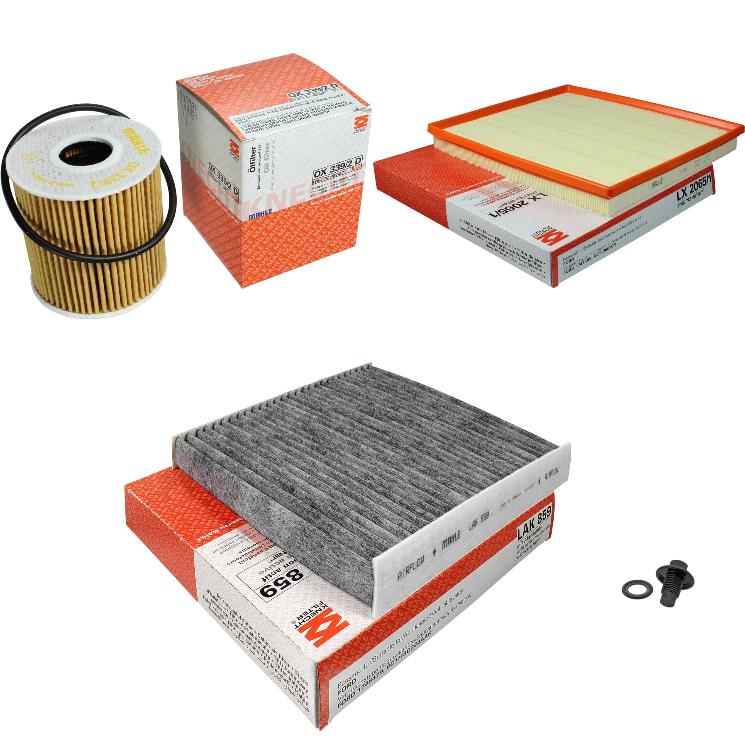 Paquete de inspección Kit de mantenimiento con filtro de aceite OX 339/2D, filtro de aire LX 2065/1, filtro de habitáculo (carbón activado) LAK 859, tornillo de cierre