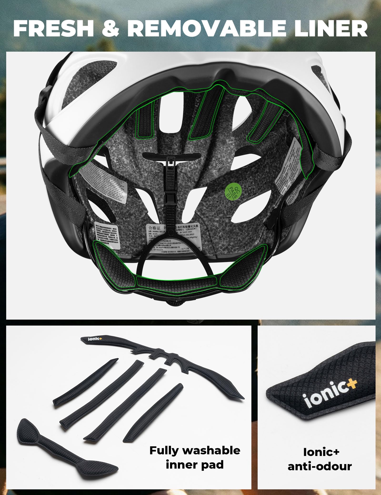 ROCKBROS Casco da bici, leggero e regolabile, per mountain bike e bici da strada, per adulti, 240 g, aerodinamica, ultraleggero, per uomo e donna, mountain bike, ibrido, pendolarismo, ghiaia, 58-62 cm