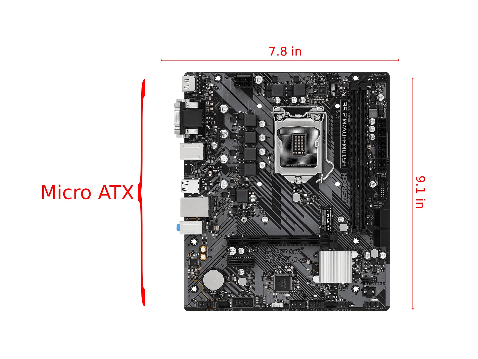 Amazon.com: ASRock H510M-HDV/M.2 SE Motherboard DDR4 3200MHz HDMI