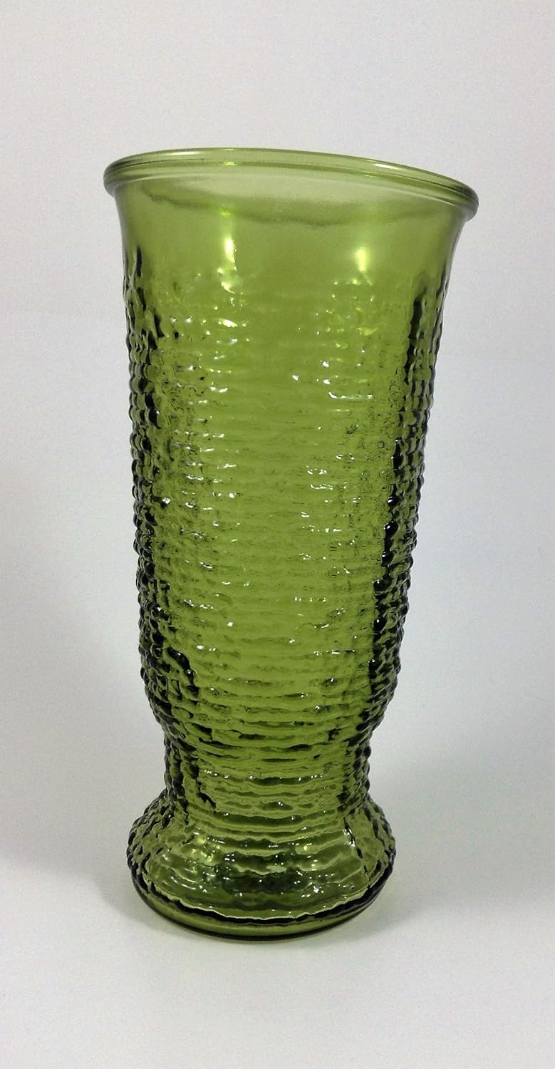 Vintage Green Glass Vase 9 Inches Tall Home & Kitchen