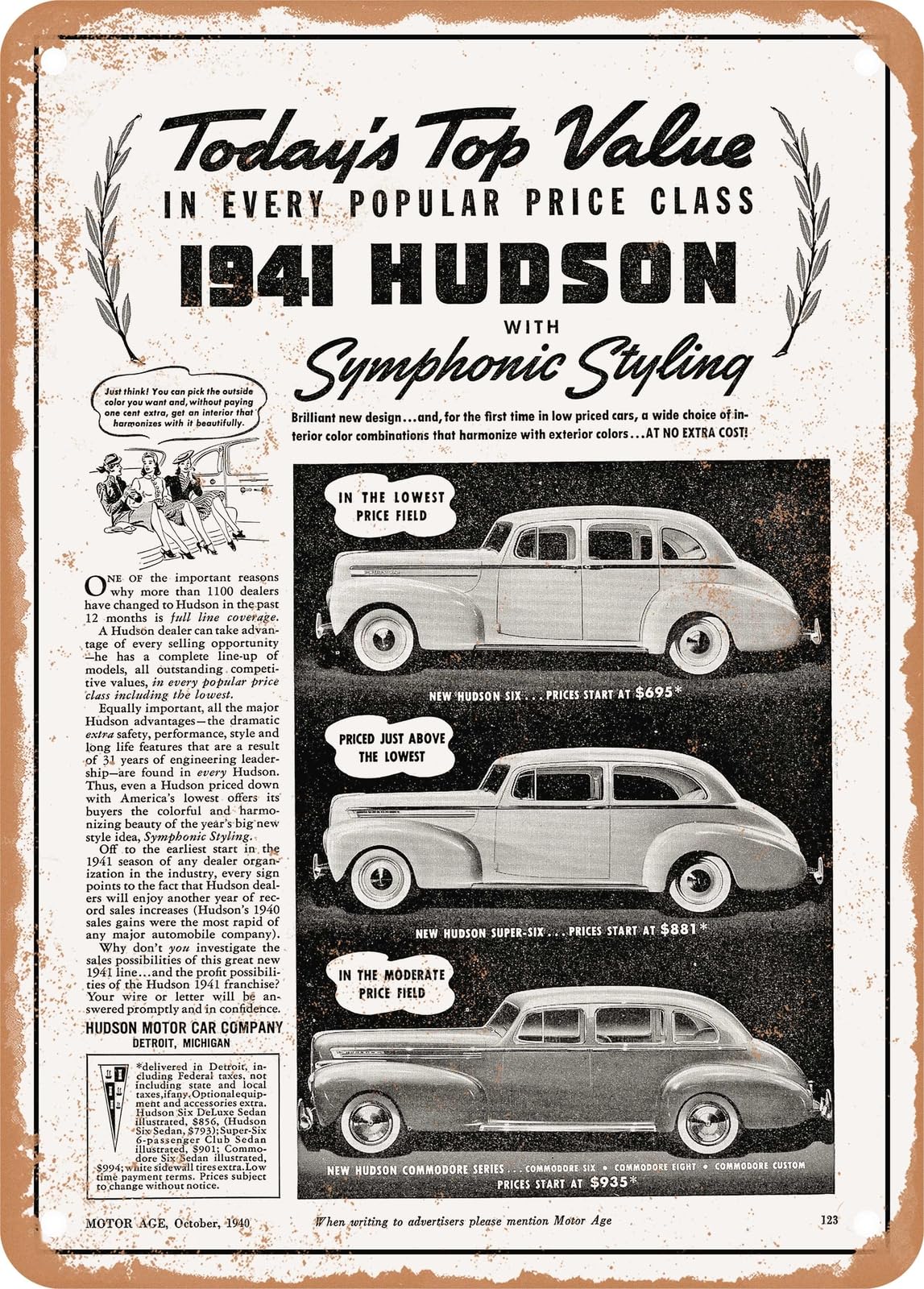Miaomansenstore Metal Sign - 1941 Hudson Dealer Solicitation Ad Vintage Ad Home Decor