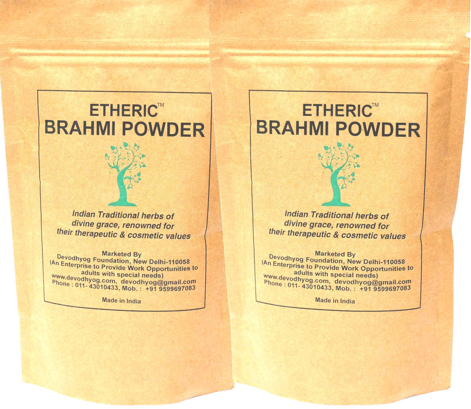Etheric Brahmi Powder (Twin Pack) For Hair & Scalp Treatment (2X100 gm)