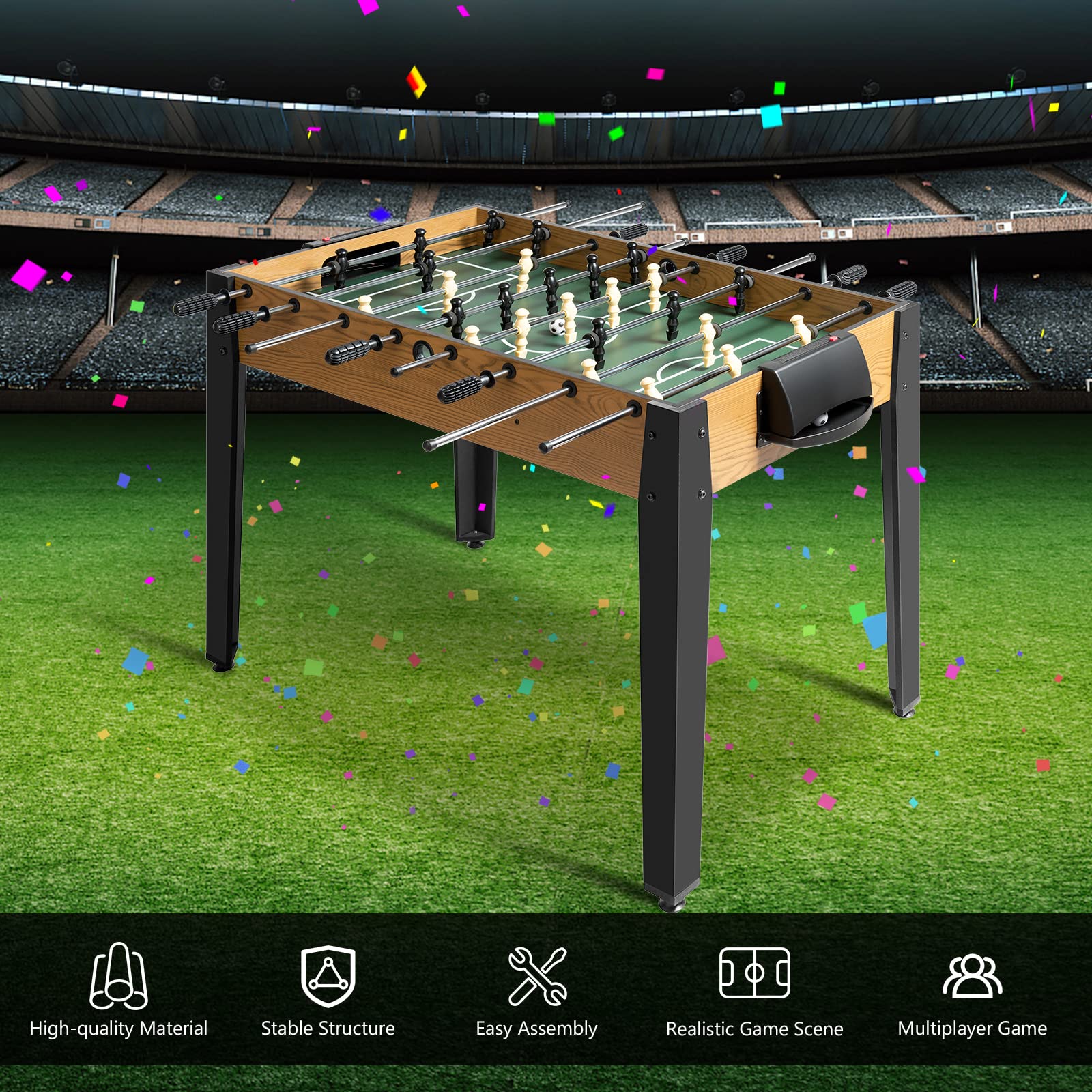 RELAX4LIFE Calcio Balilla da Tavolo da Adulti e Bambini, per Interno e Esterno con le 2 Palline, 121,9 x 60,9 x 78,7 cm