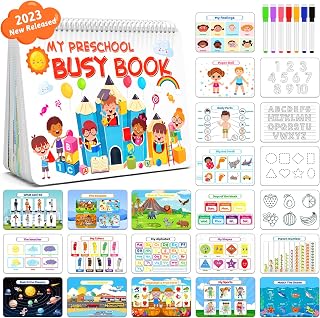HUAXUS Montessori Preschool Learning Activities Newest Toddler Busy Book Montessori Toys for 3 4 5 6 Years Old, Autism Sensory Educational Toys, Tracing Coloring Workbook with Color Makers