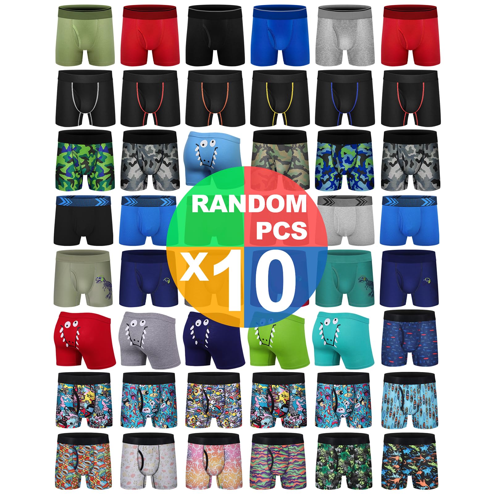 Boys Boxer Briefs Cotton Toddler Underwear Breathable Mesh Performance Sport Big Boy Boxer Briefs with Fly 5Pack