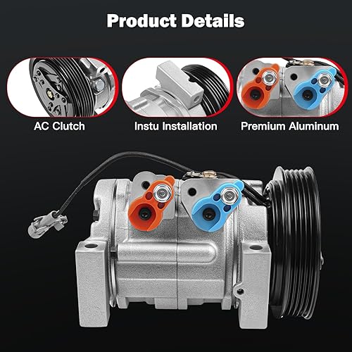 Miniatura 3 de cciyu Compresor de aire acondicionado compatible con Chevrolet Tracker 2.0L 1999-2003 Sustituye al compresor de CA para automóvil