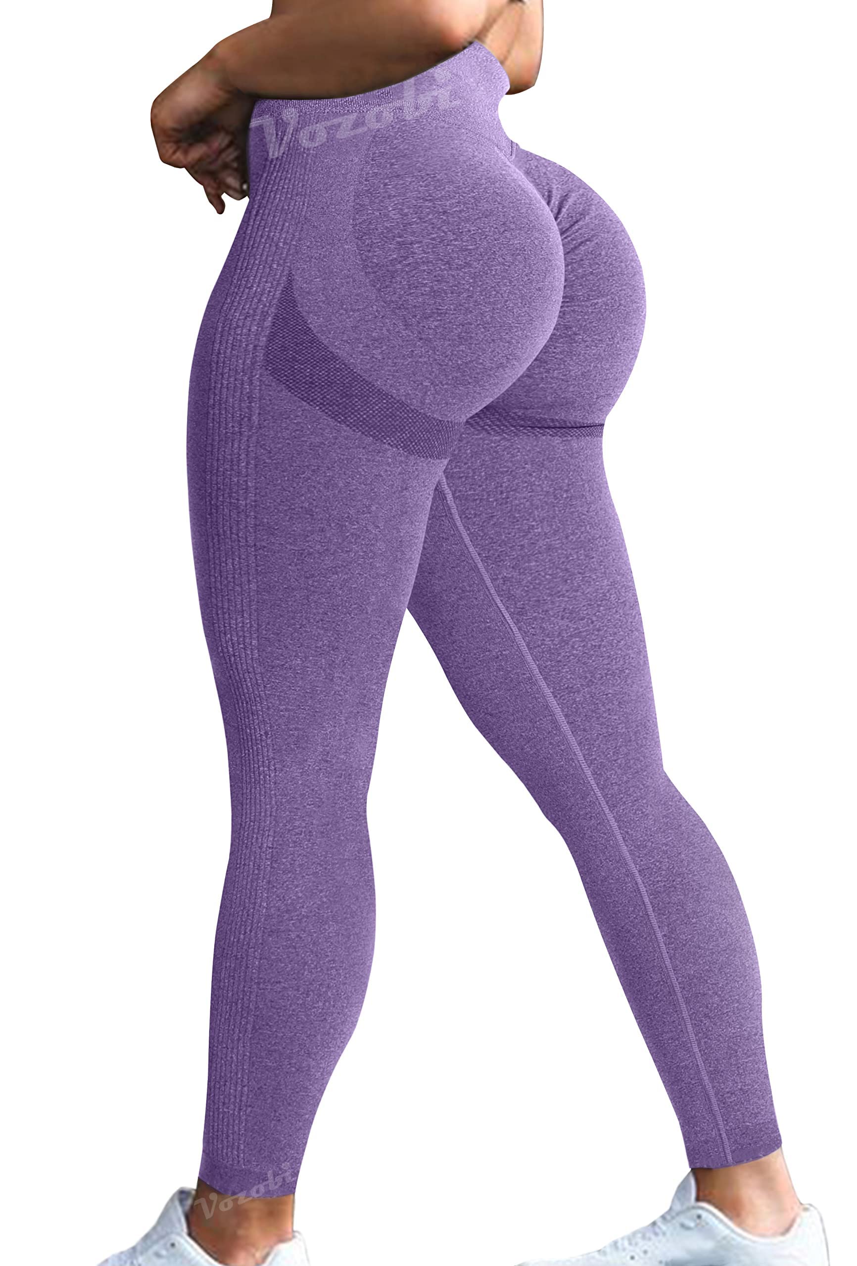 Vozobi Tiktok Trending Leggings Women's High Waist Smile Contour Booty Leggings Scrunch Butt Lift Workout Seamless Yoga Pants — view 18