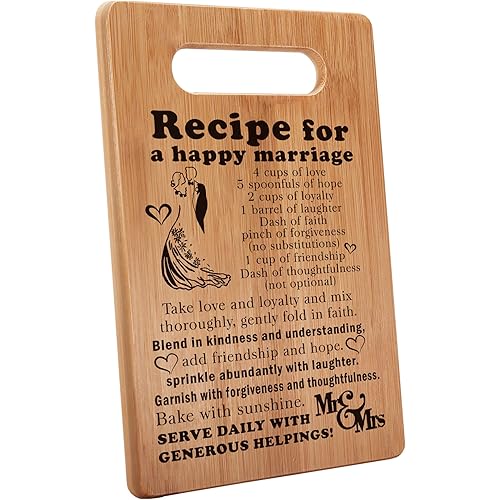 Wedding Gifts, Marriage gift, Mr and Mrs Gifts, Wedding Presents for Newlyweds, Recipe Cutting Board Gift, 7"x 11" -048 One Size Yellow