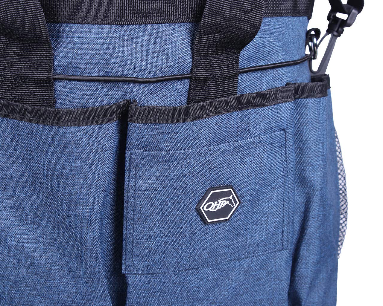 QHP Putztasche Tragegriffe Schulterriemen Gummizug viele Fächer (Blau)