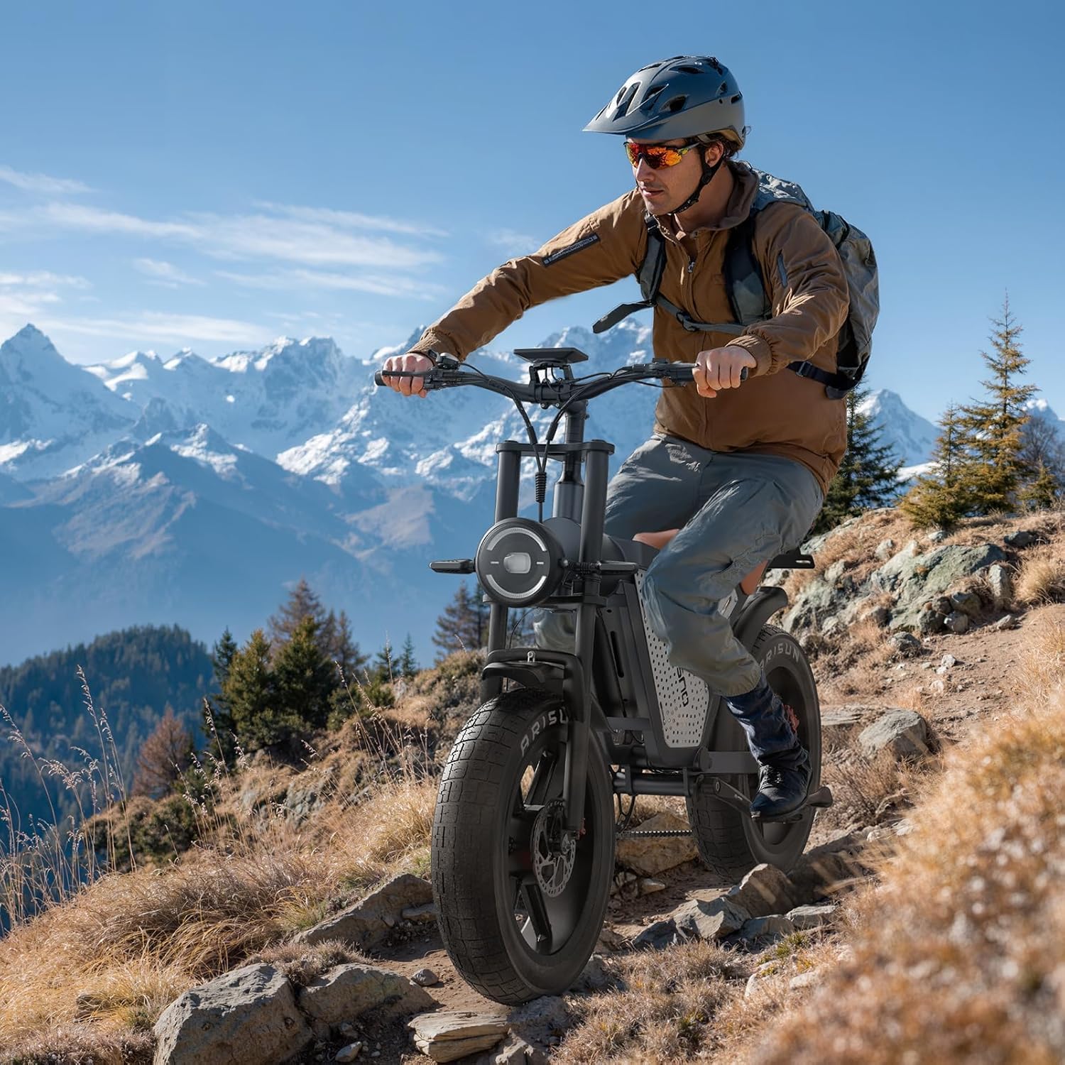 JANSNO Bicicletta elettrica per adulti X60, doppio motore senza spazzole, bicicletta elettrica 48V 23Ah, freni idraulici anteriori e posteriori, sistema di trasmissione a 7 velocità
