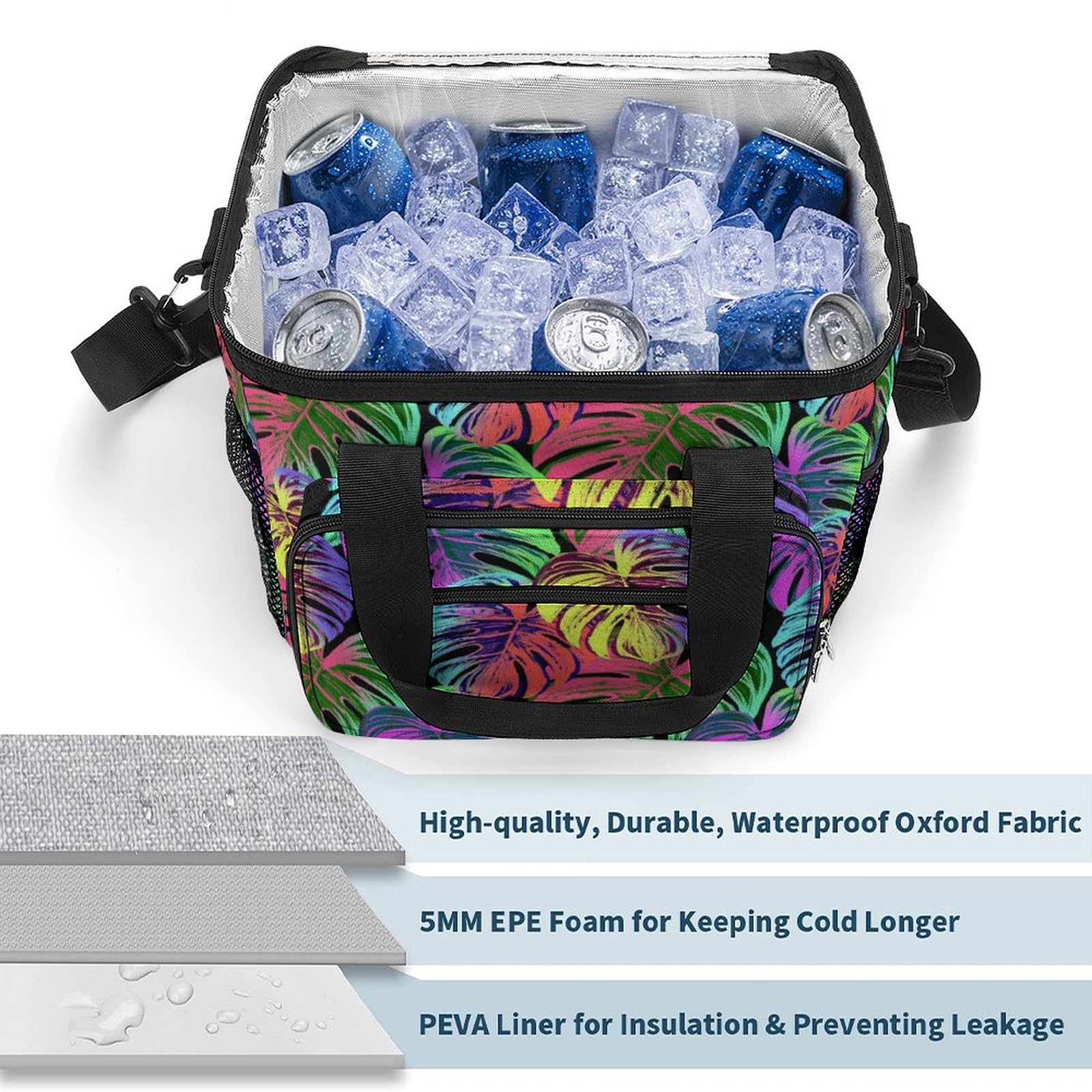 Amazon | クーラーボックス 保冷保温 配達バッグ シュロの葉 カラフル