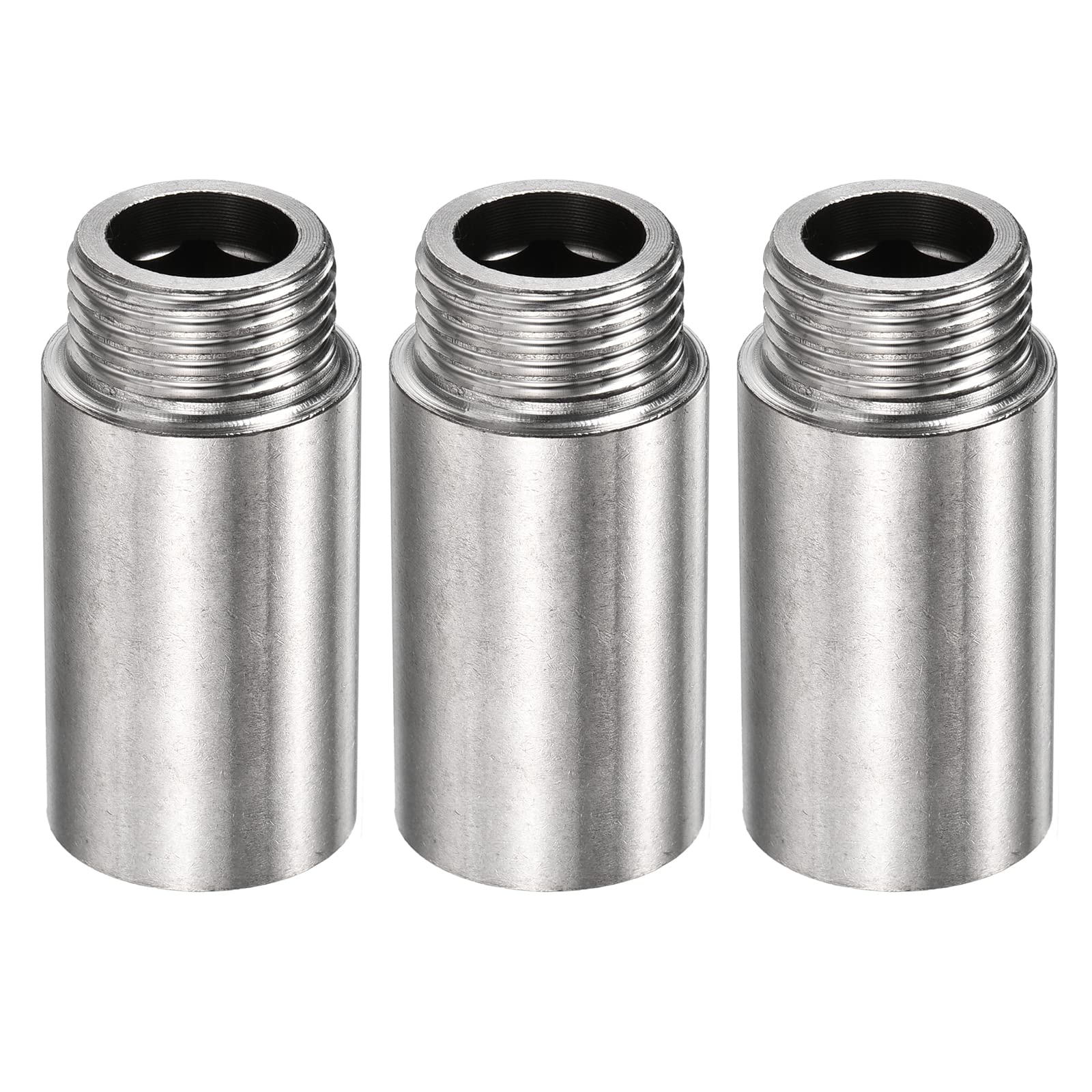 M METERXITY 3 Pack 304 Stainless Steel Male to Female Nipple Pipe Fitting Extension, Apply to Outdoor/Faucet/Industrial (G1/2 Thread, 50mm Length)