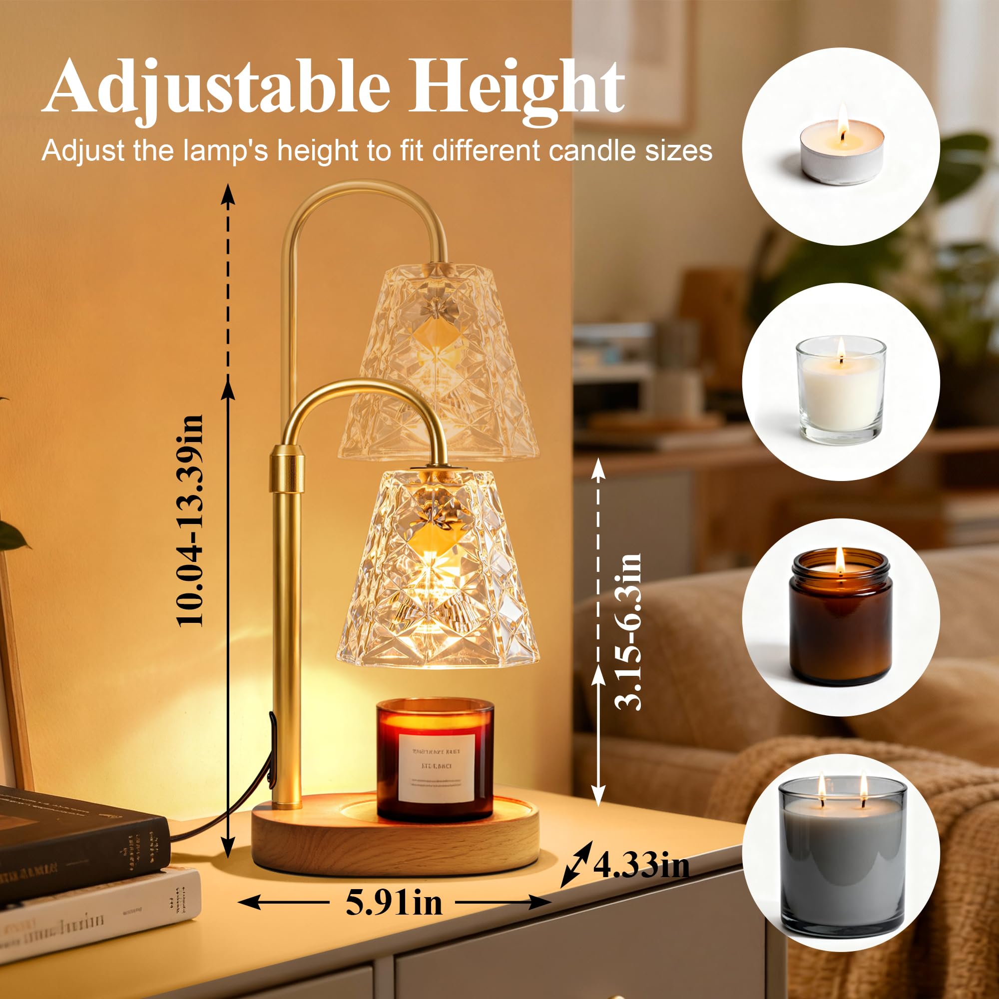 Candle Warmer Lamp with Timer, Birthday Gifts for Women Mom, House Warming Gifts New Home, Wax Melt Warmer for Scented Jar-Black - 3