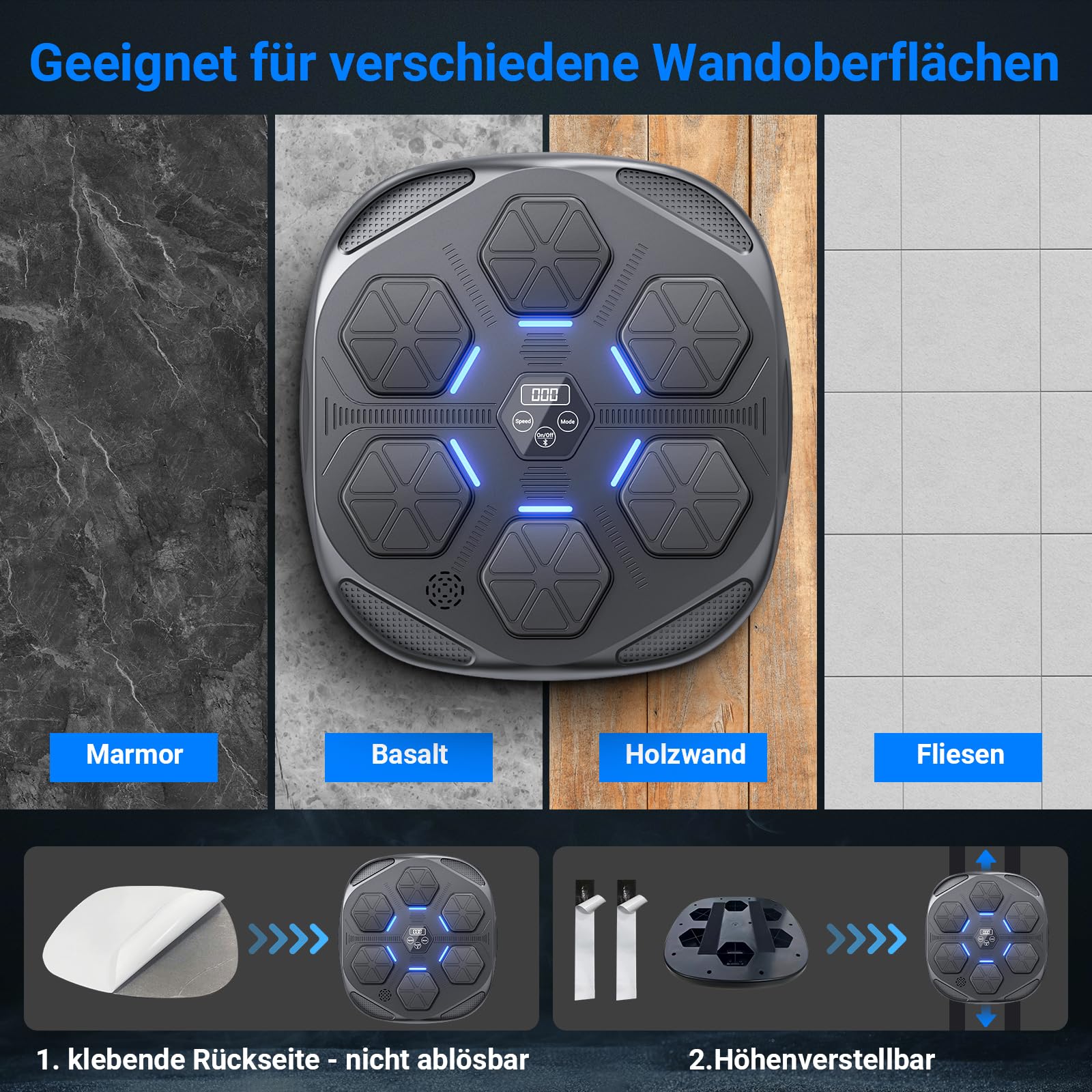 HotHands Music Boxing Machine, LED Elektronische Musik Boxing Machine mit Boxhandschuhen, Musik Boxen Trainingsgerät für Erwachsene und Kinder, Musik Boxmaschine Unterstützt Bluetooth