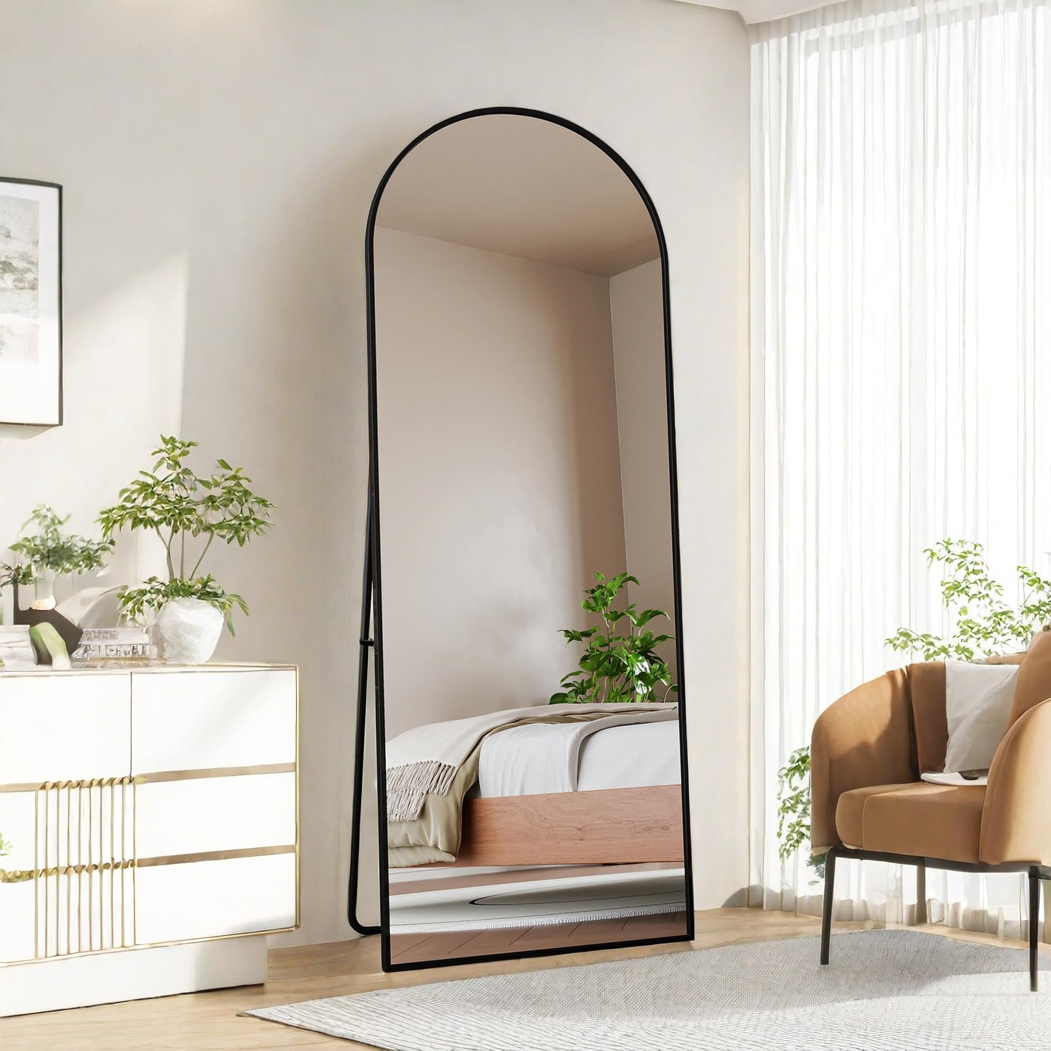 Melodieux Grand Miroir Sur Toute La Longueur - 161 X 52 Cm - Moderne - Cadre En Aluminium Doré - Montage Mural - Pour Salon, Chambre à Coucher