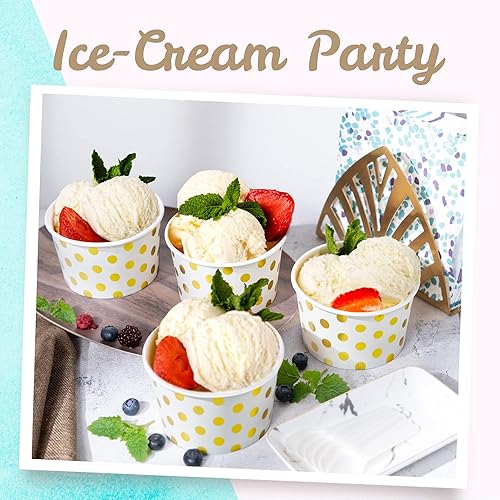 Miniatura 2 de MATICAN Vasos de papel para helado, 50 cuencos de postre desechables de 16 onzas para alimentos calientes o fríos, suministros de fiesta de 16