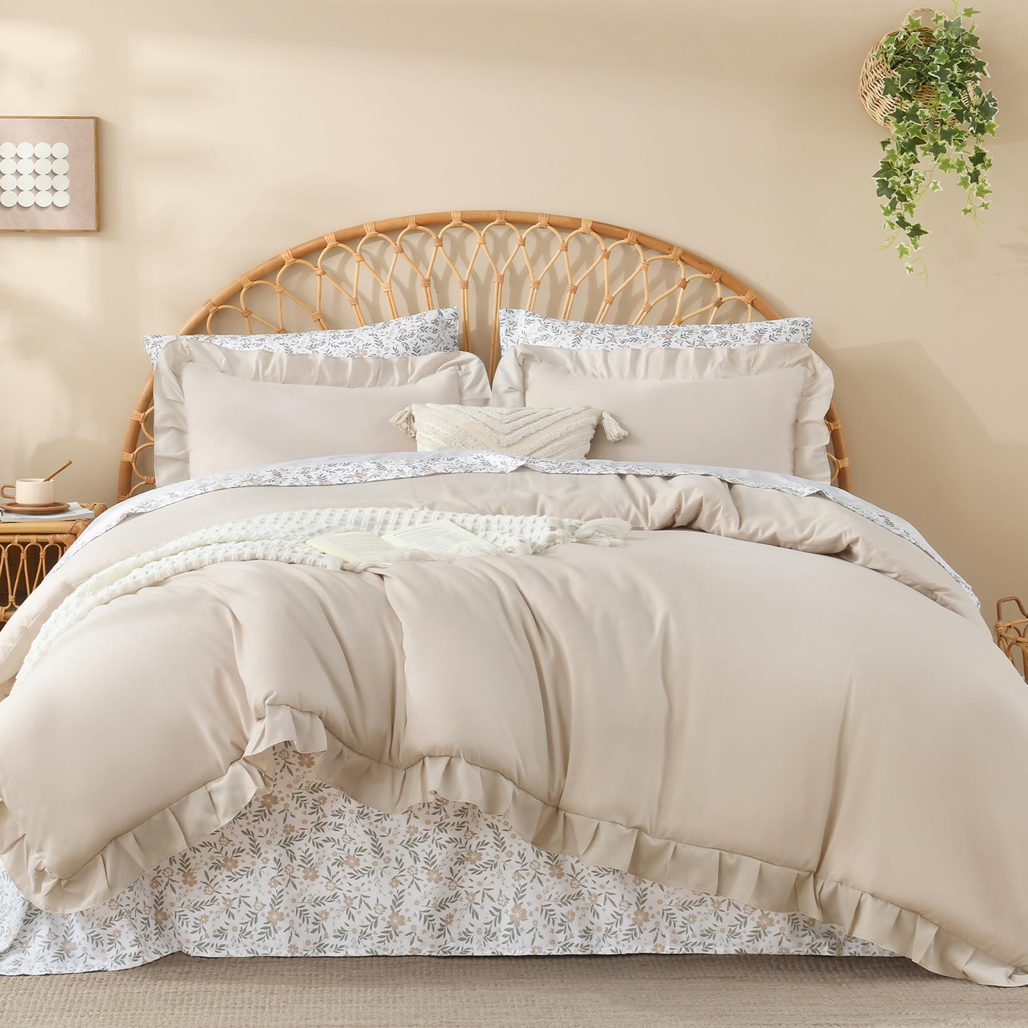Litanika Black Ruffled Comforter Set - Floral Sheets -20