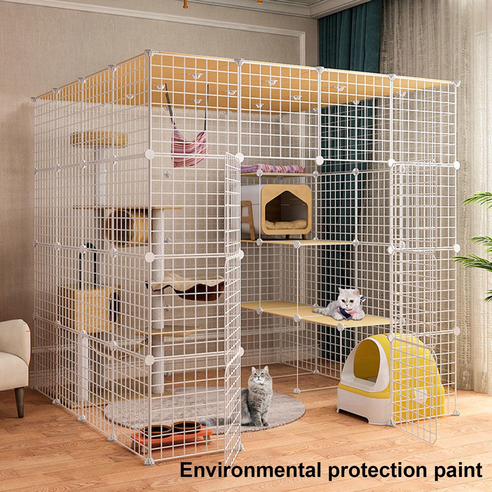 Gabbia per gatti extra large, in filo metallico staccabile, per 1-3 gatti, spaziosa e sicura, per uso interno, facile da montare e pulire