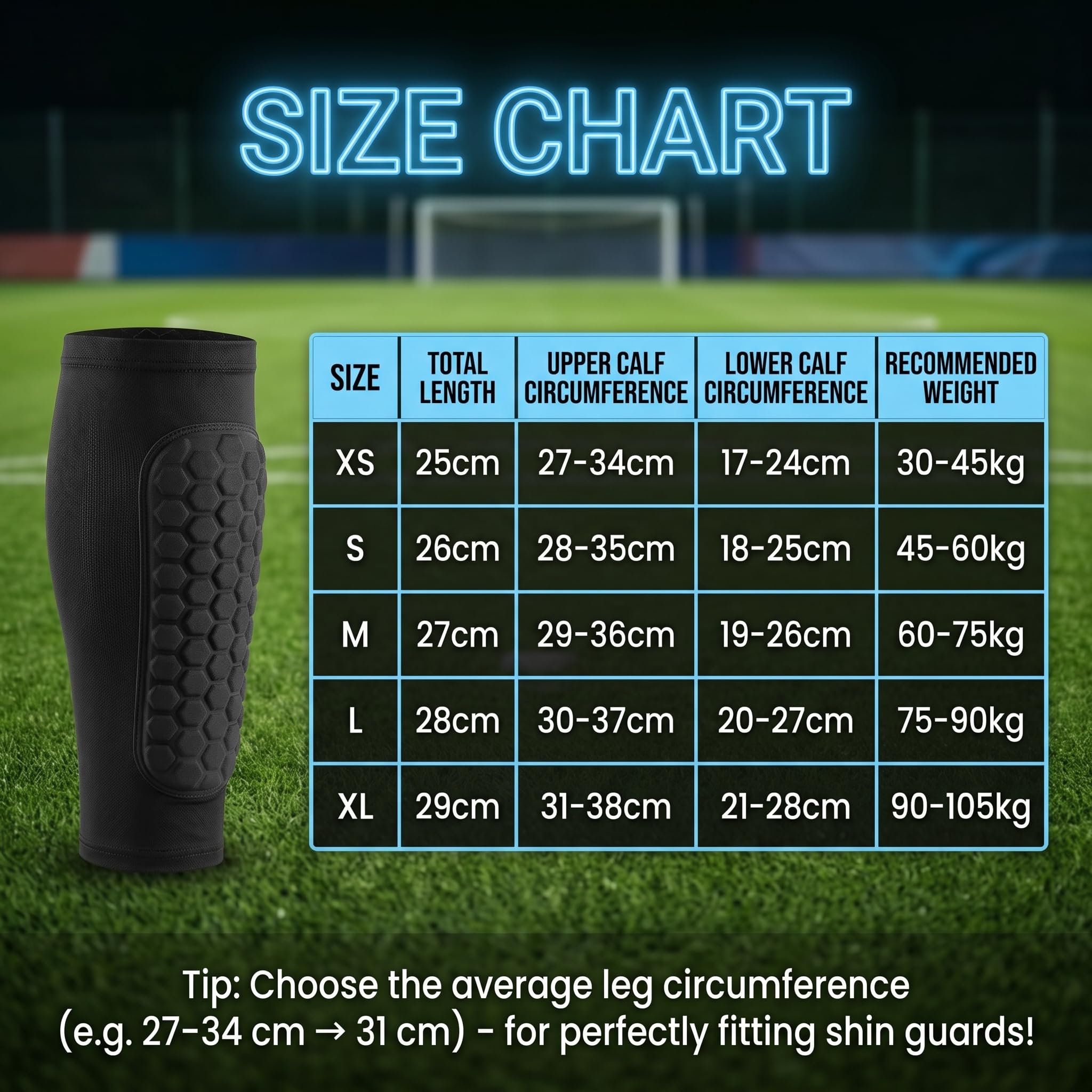 Espinilleras Fútbol para Niños y Jóvenes con Calcetines de Sujeción, Protección de Tibia con Acolchado EVA, Espinilleras Transpirables y Antideslizantes, Regalos Futboleros (Talla MS, 1 Par) — view 6