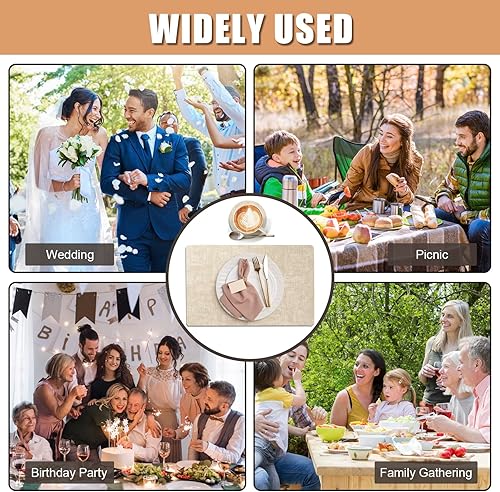 Miniatura 5 de Juego de 6 manteles individuales de piel sintética de 18 x 12 pulgadas, resistentes a las manchas y al calor, con posavasos para bebidas gratis,