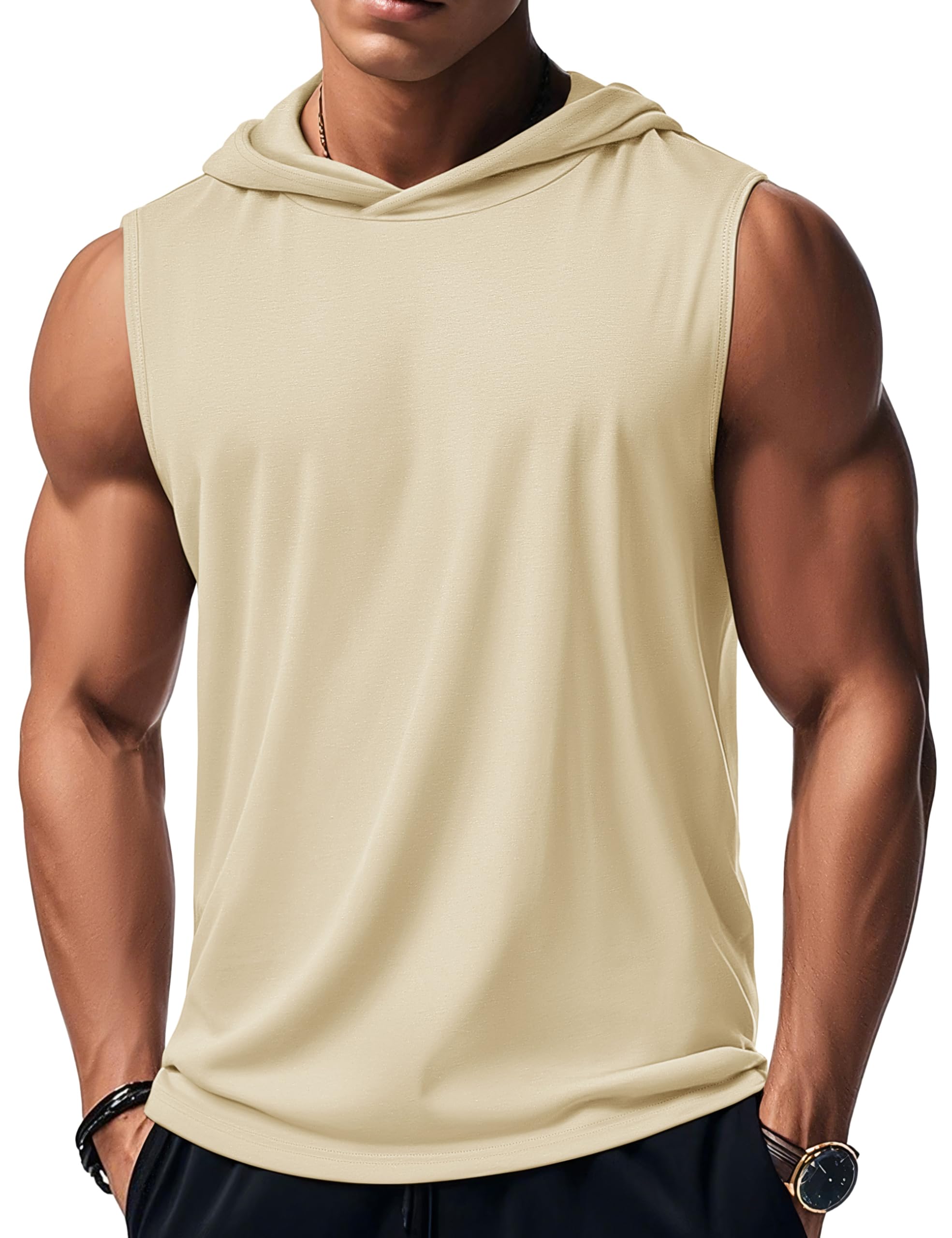 MAGCOMSEN Mens Tank Top Sleeveless Hoodie Cotton T-Shirt Summer Casual Shirt Muscle Tee