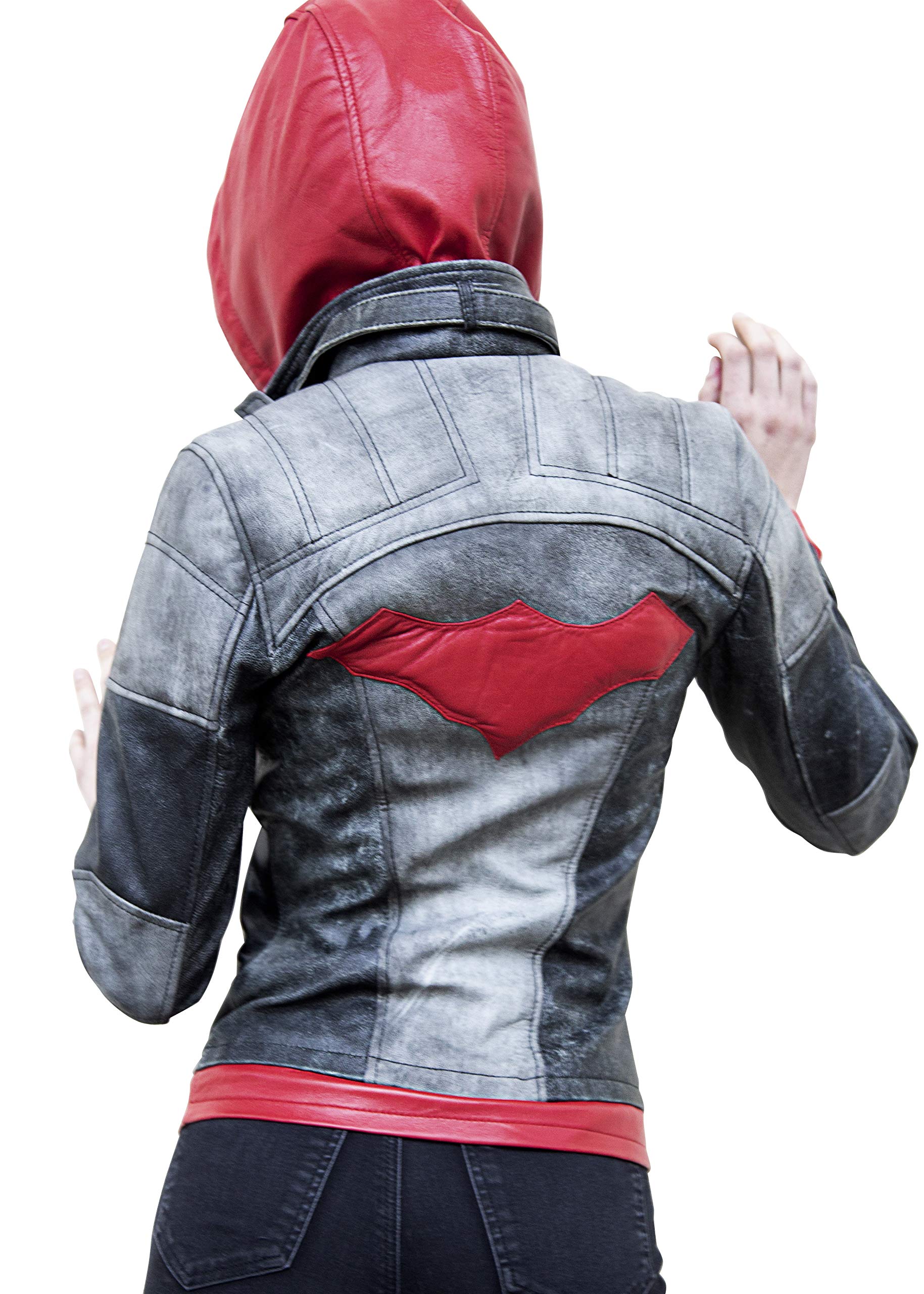 Womens Red Hood Goatskin Leather Jacket