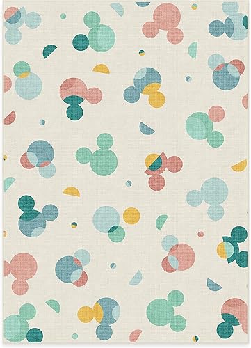 RUGGABLE x Disney - Alfombra lavable clásica de Mickey Mouse, perfecta para guardería, sala de juegos, habitación de niños, apta para mascotas y