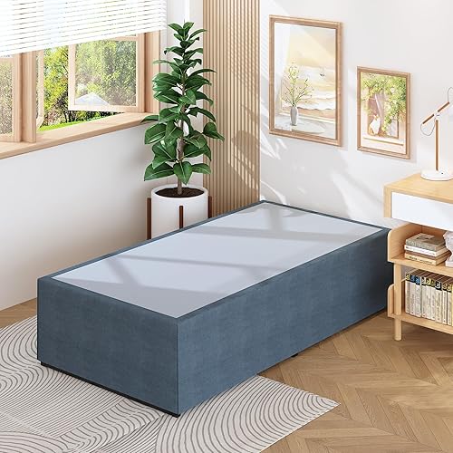 Miniatura 99 de Marco de cama individual de 9 pulgadas, marco de cama individual de metal resistente, no necesita somier, sin ruido, fácil montaje, color negro