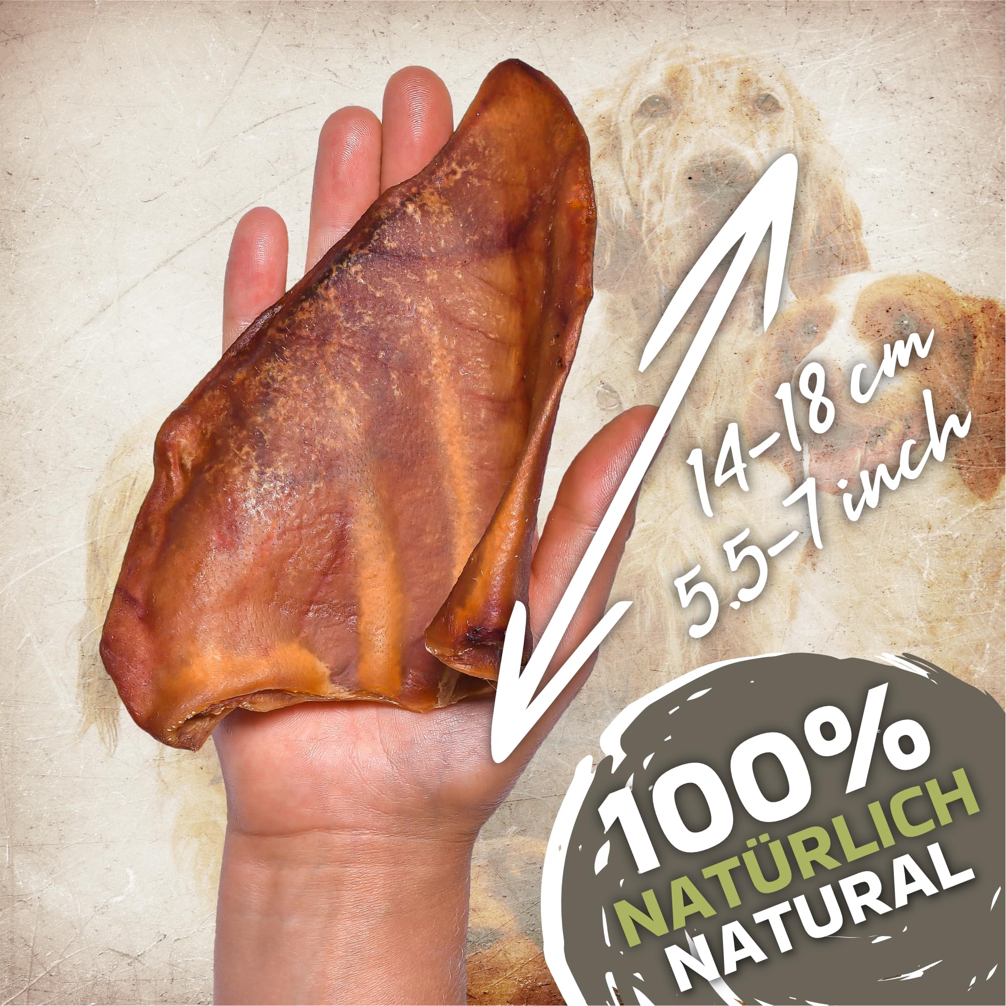 Orecchie di maiale per cani 50 pezzi (2kg) | Snack naturali di orecchie di maiale intere essiccate | 100% naturali | Masticazione duratura | Senza cereali | Ideali per cani piccoli e grandi