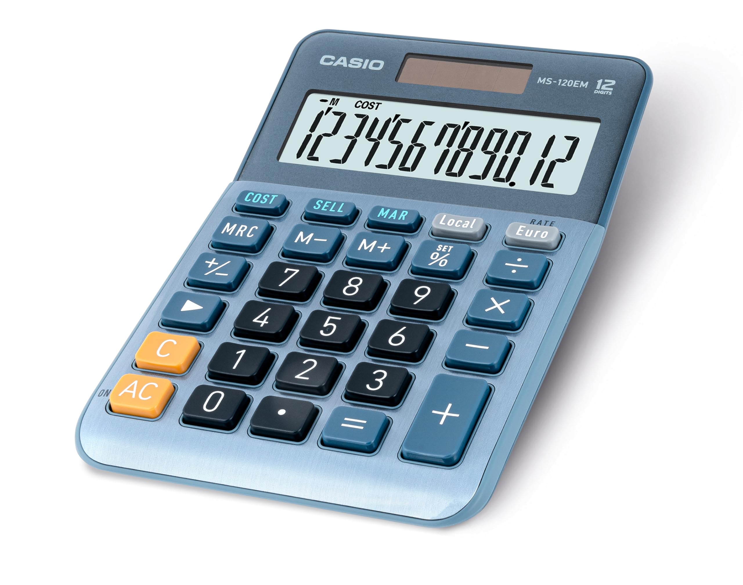 Calcolatrice Da Tavolo Casio MS-120EM - 12 Cifre, Funzioni Avanzate, Alimentazione Solare E Batteria