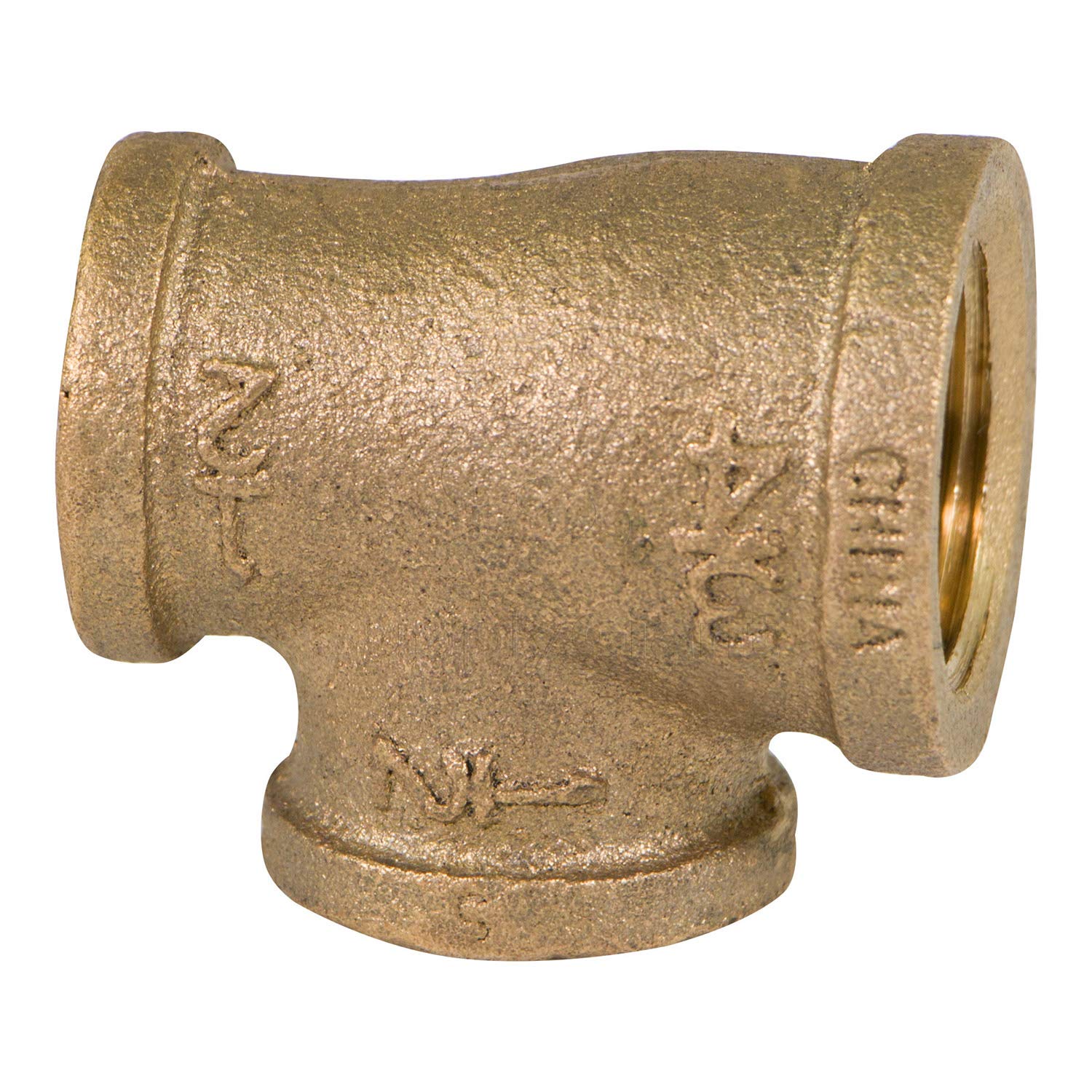 Everflow BRRT0343-NL 3/4 x 1/2 x 1/2-Inch Lead Free Brass Reducing Tee Three Size with Female Threaded Connections Ends, Brass Construction, Higher Corrosion Resistance Economical & Easy to Install